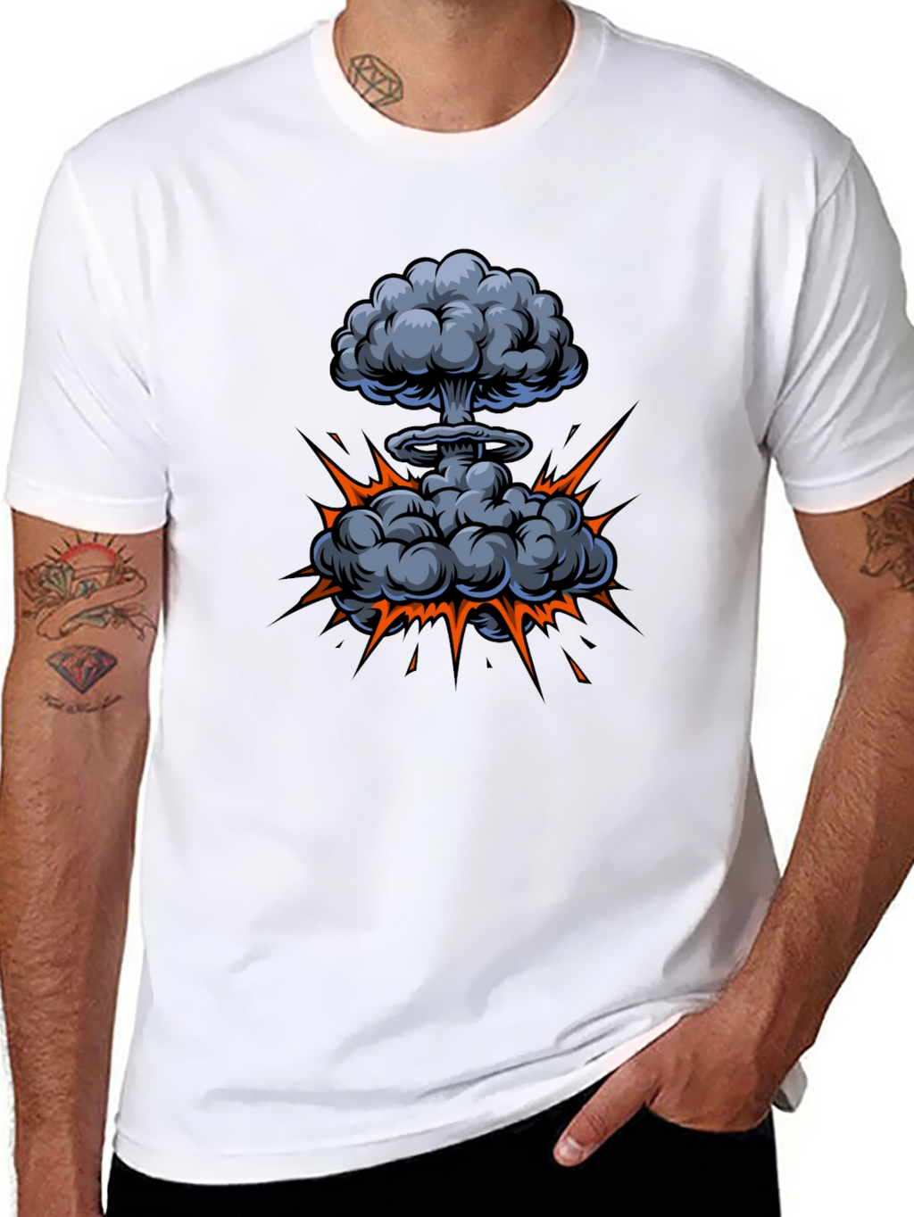 Atomic Explosion Graphic Tee - Black Cotton Shirt