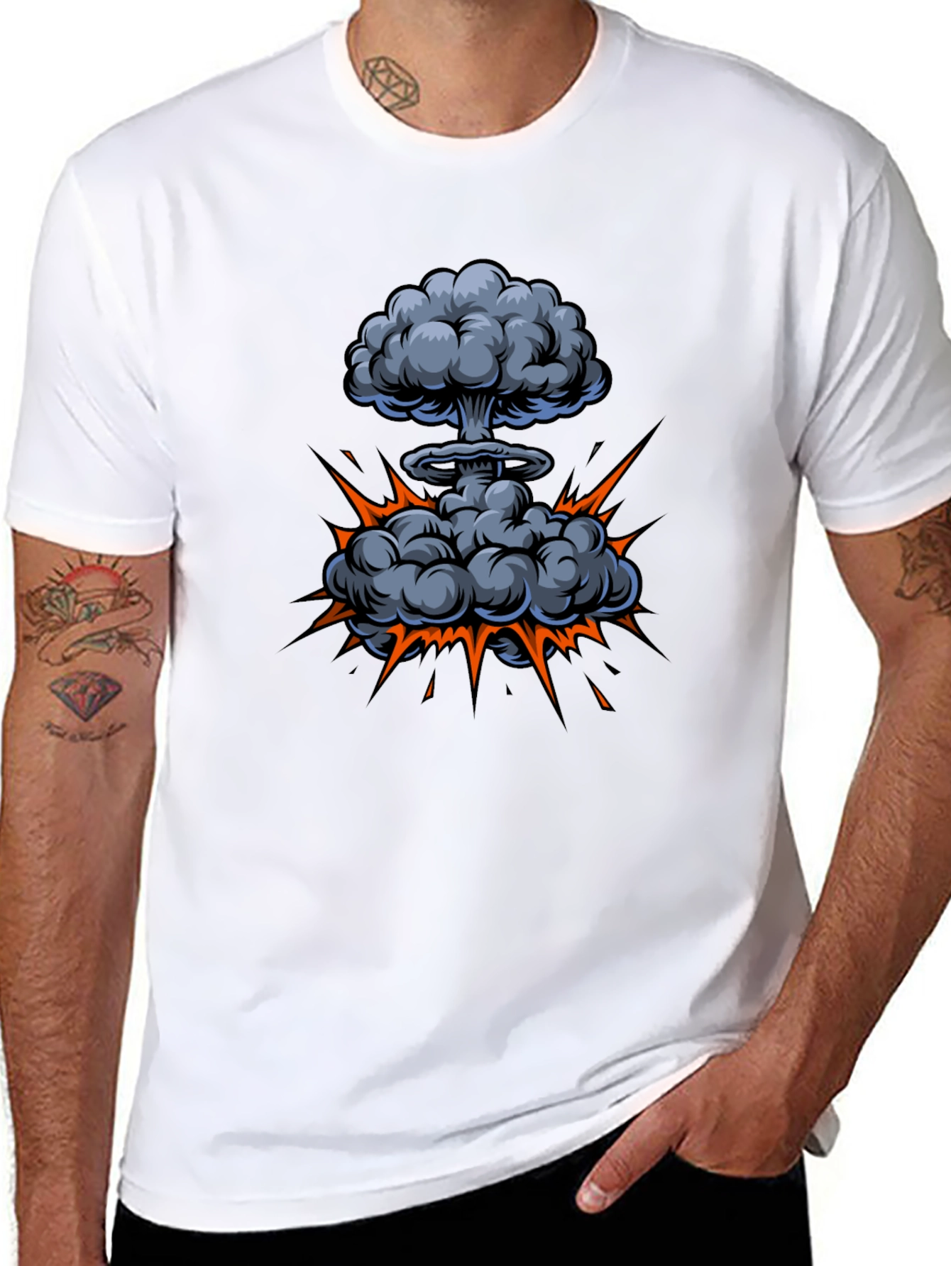 Atomic Explosion Graphic Tee - Black Cotton Shirt