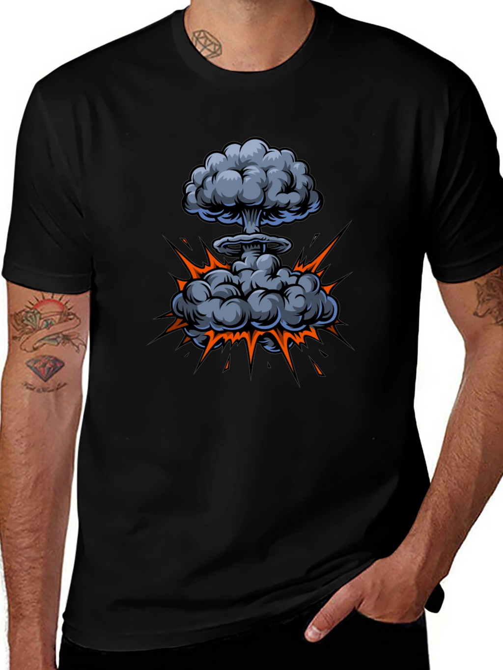 Atomic Explosion Graphic Tee - Black Cotton Shirt