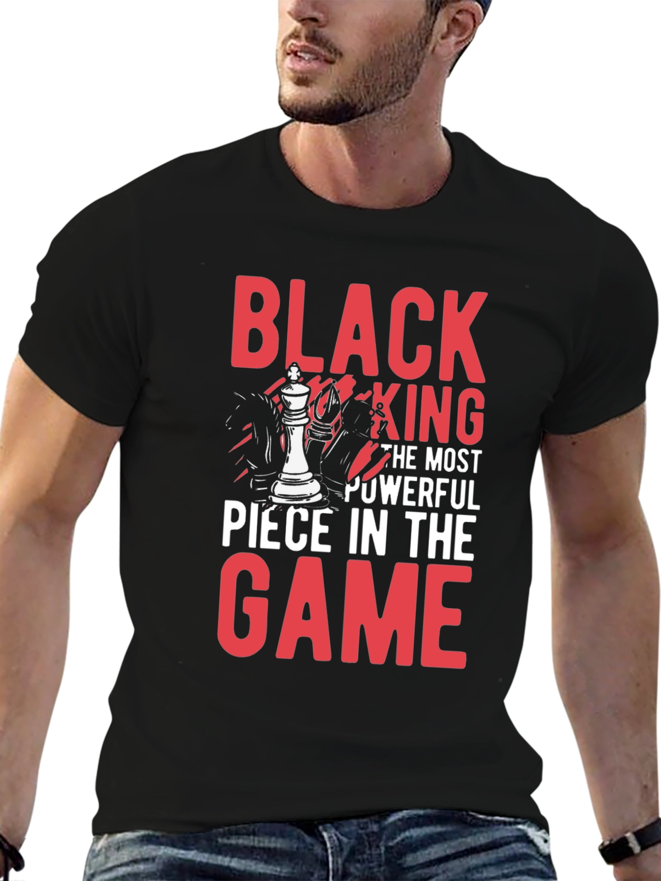 Black King Chess Piece Graphic T-Shirt