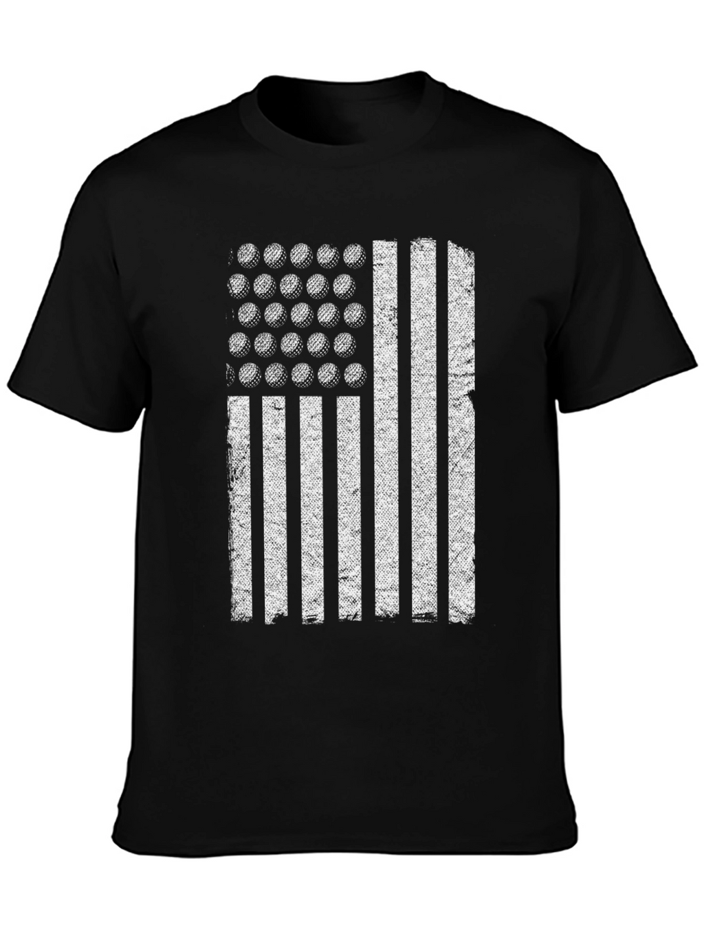 Golf Ball Flag Graphic Tee - Black Casual T-Shirt