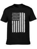 Golf Ball Flag Graphic Tee - Black Casual T-Shirt