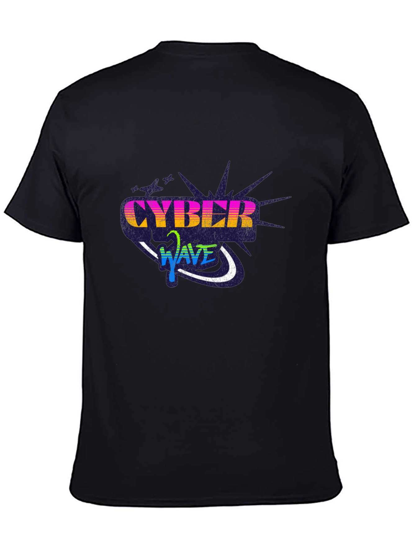 Cyber Wave Graphic Black T-Shirt
