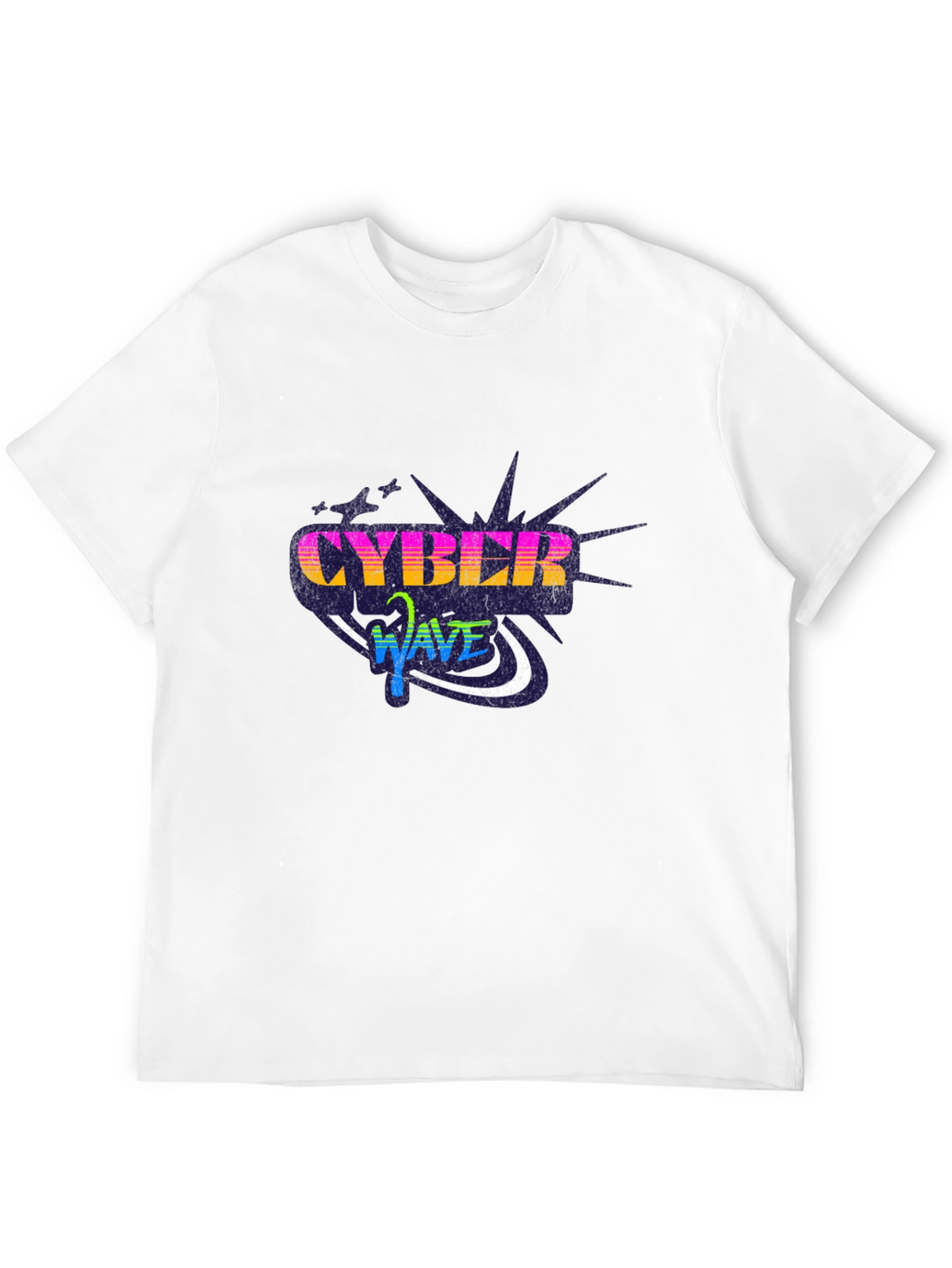 Cyber Wave Graphic Black T-Shirt