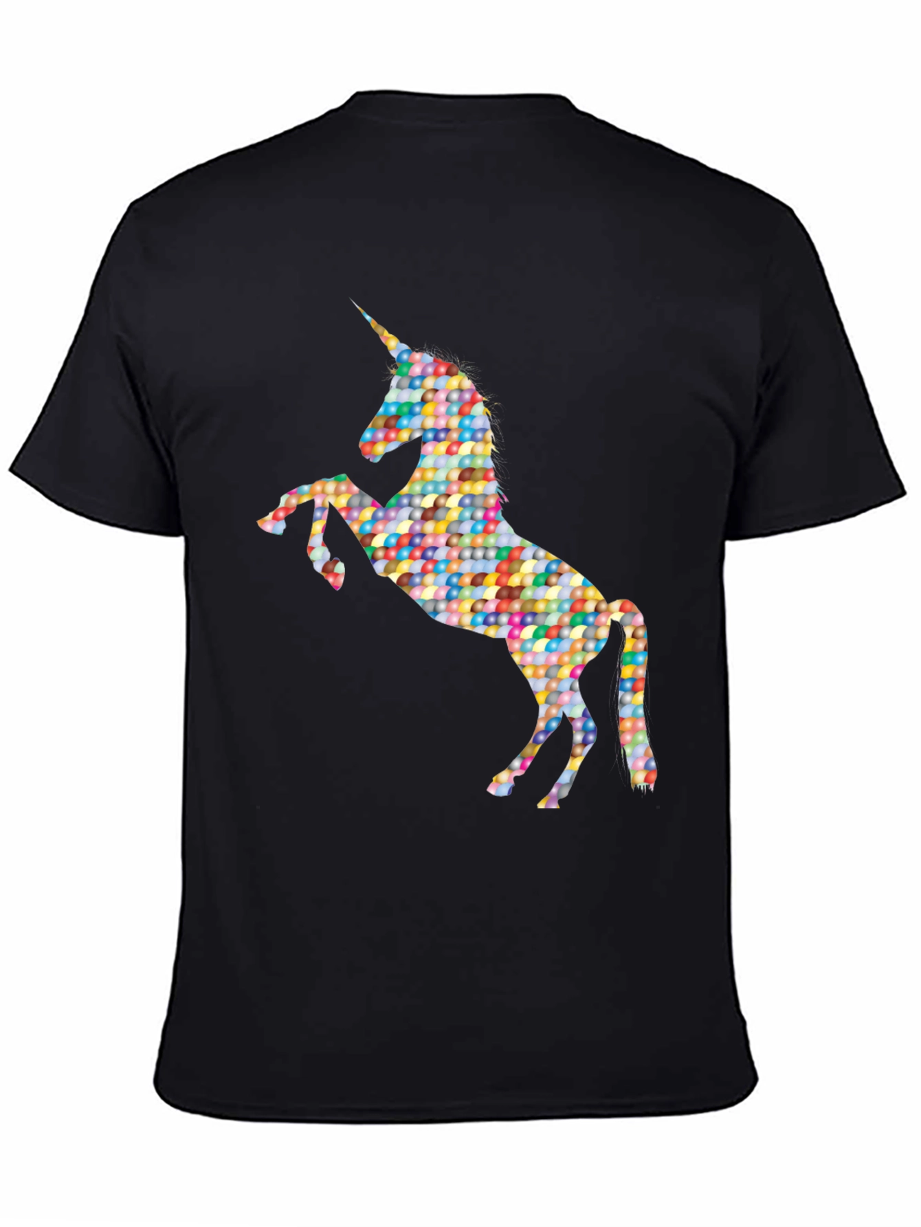Colorful Unicorn Graphic Tee - Black