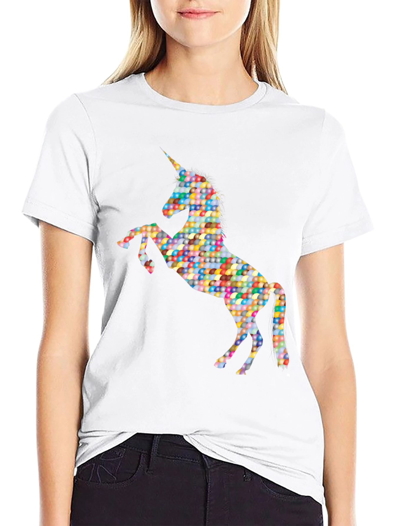 Colorful Unicorn Graphic Tee - Black