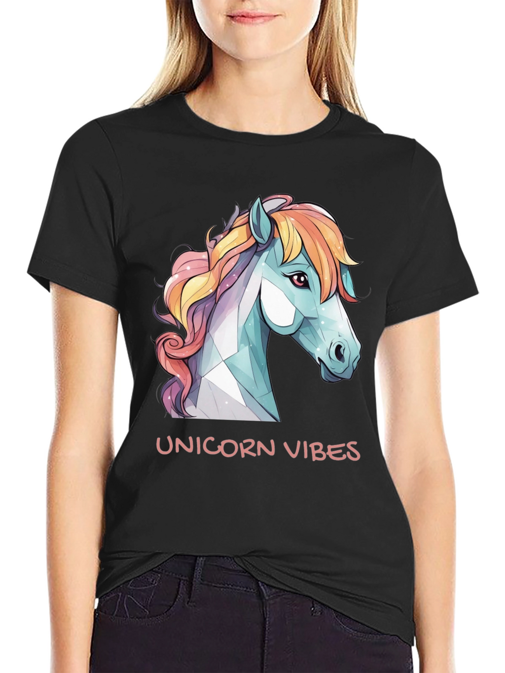 Unicorn Vibes Black Graphic Tee