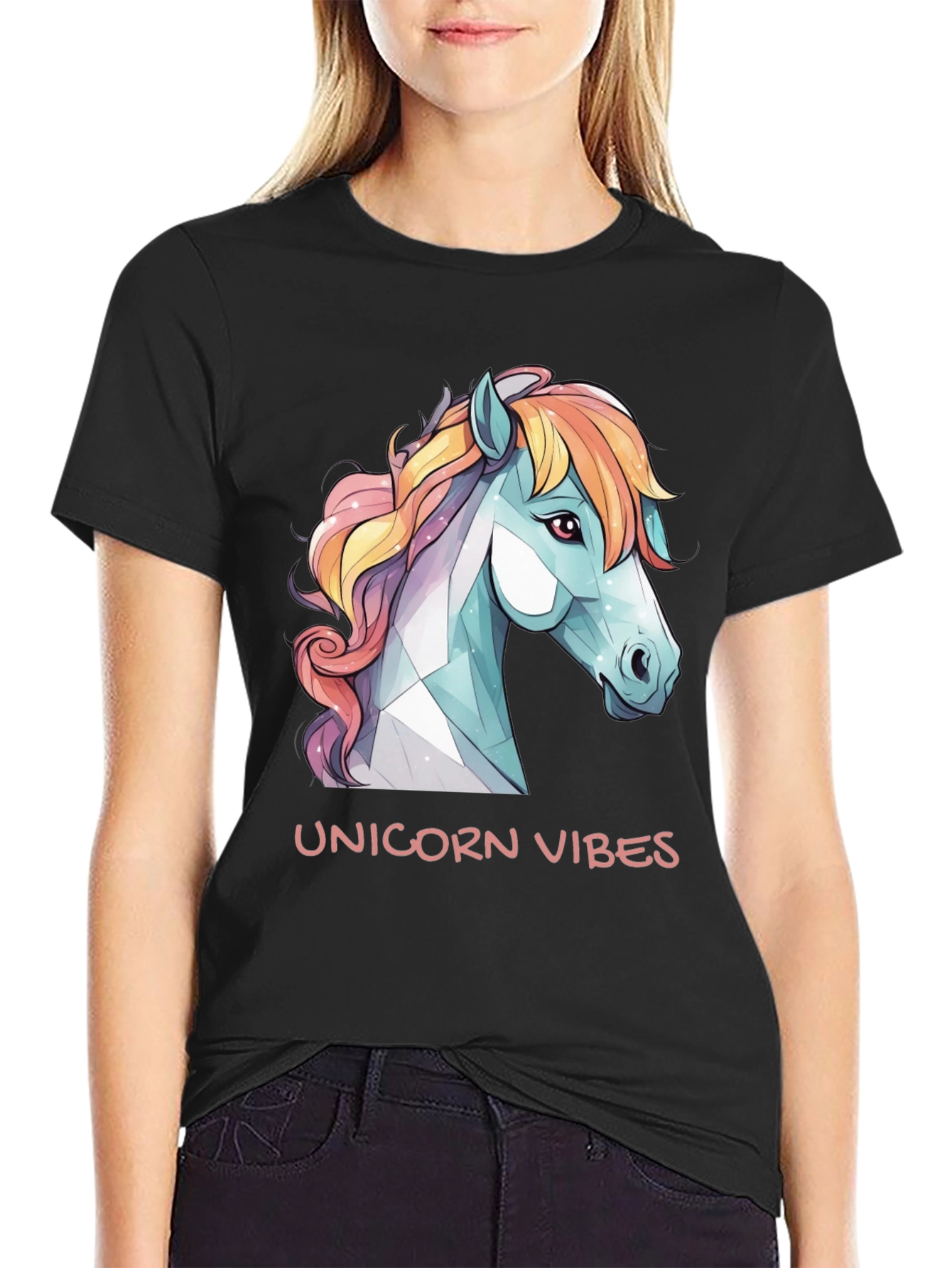 Unicorn Vibes Black Graphic Tee