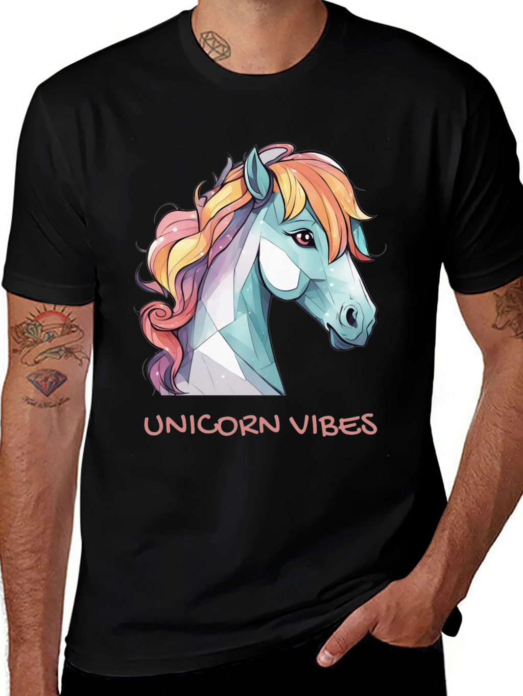 Unicorn Vibes Black Graphic Tee