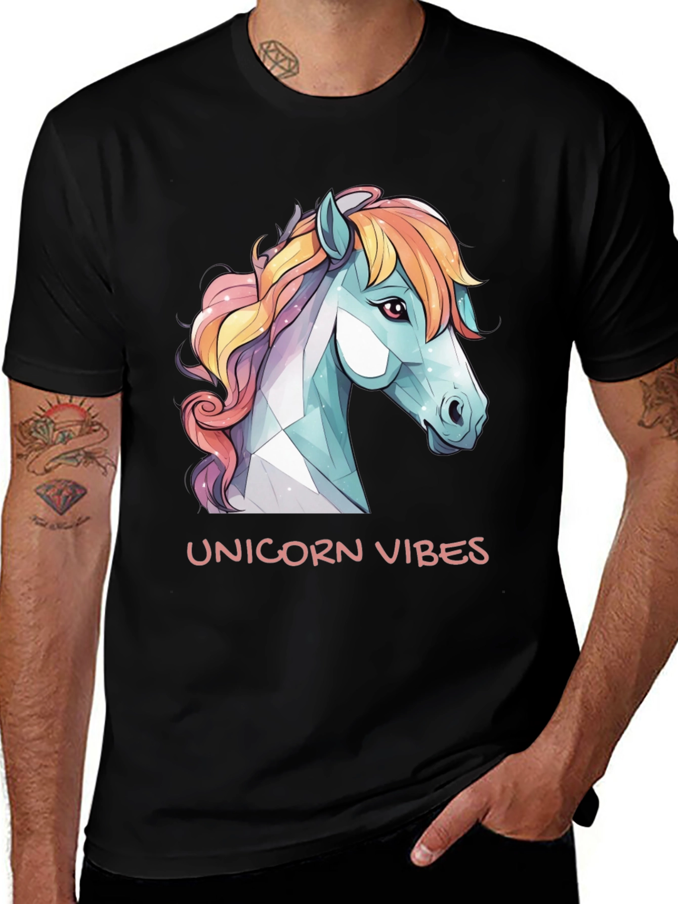 Unicorn Vibes Black Graphic Tee