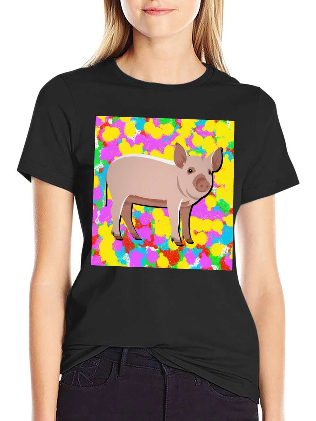 Pig Graphic Tee - Mens Black Cotton T-Shirt