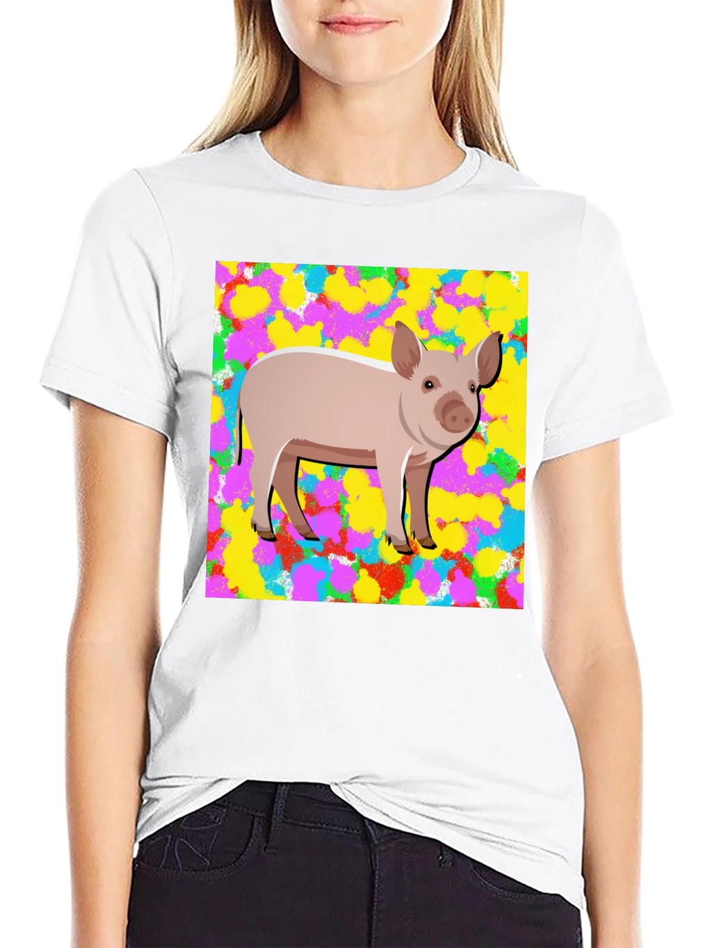 Pig Graphic Tee - Mens Black Cotton T-Shirt