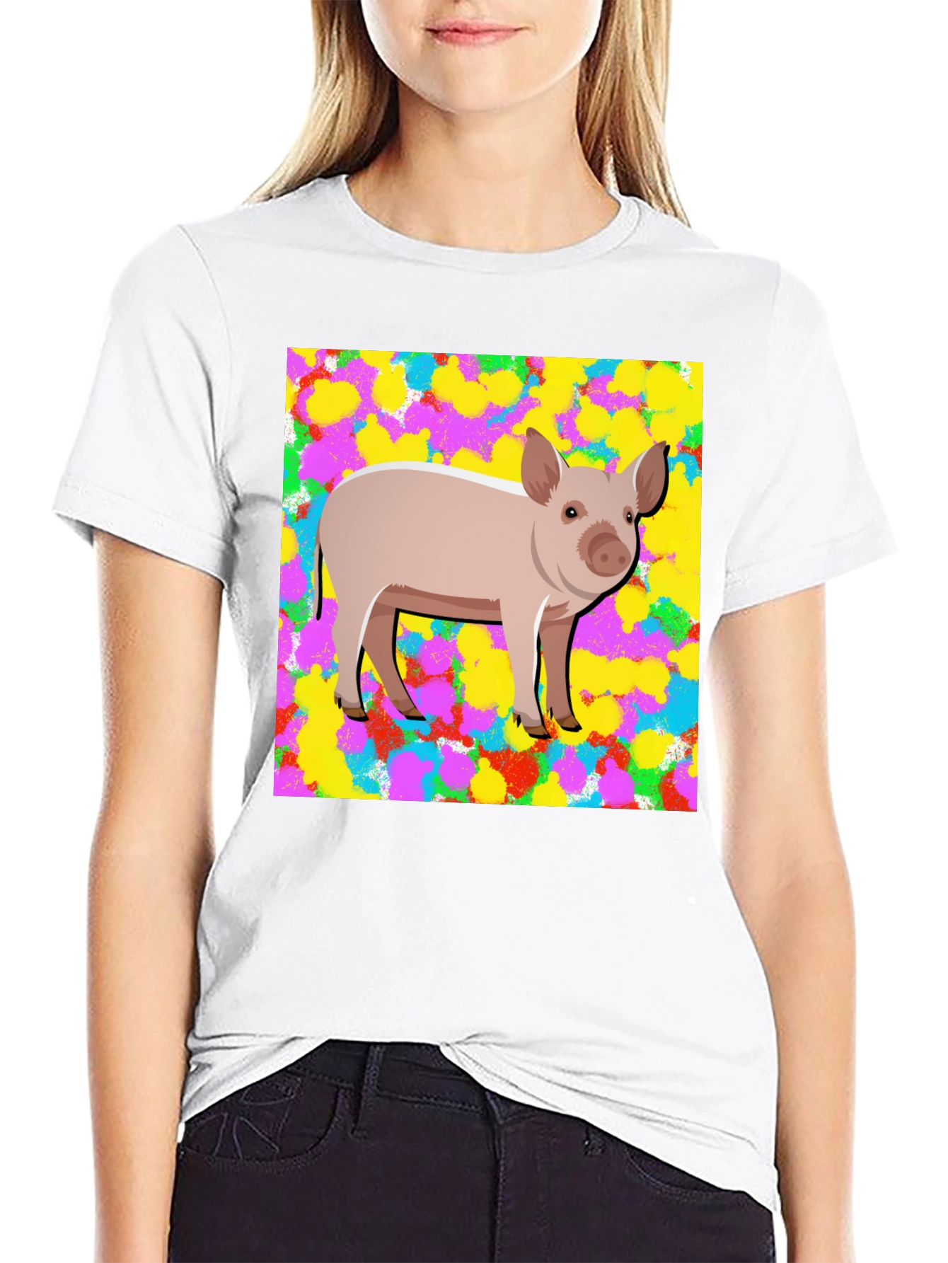 Pig Graphic Tee - Mens Black Cotton T-Shirt