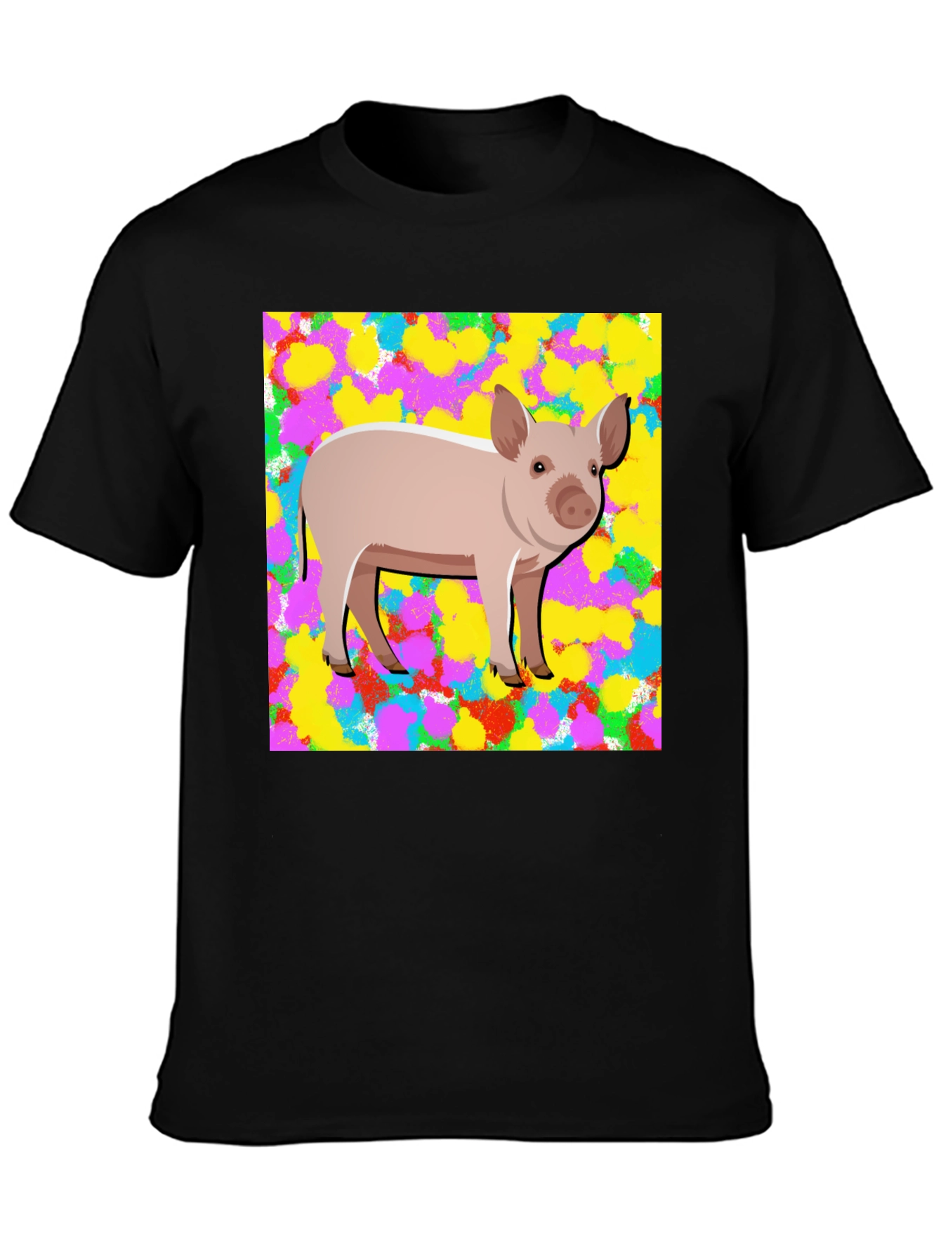 Pig Graphic Tee - Mens Black Cotton T-Shirt