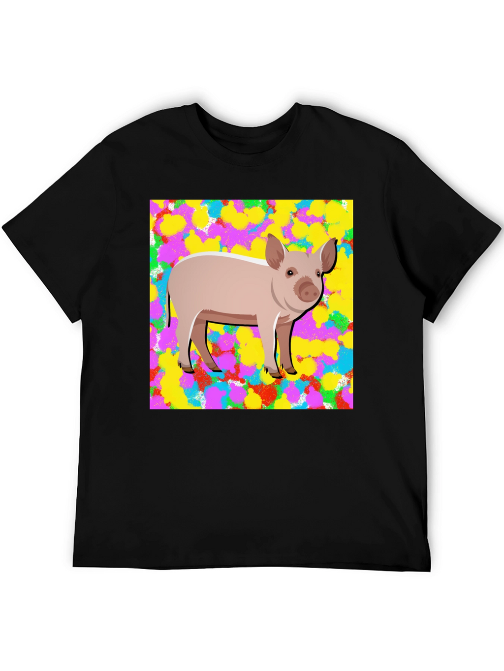 Pig Graphic Tee - Mens Black Cotton T-Shirt
