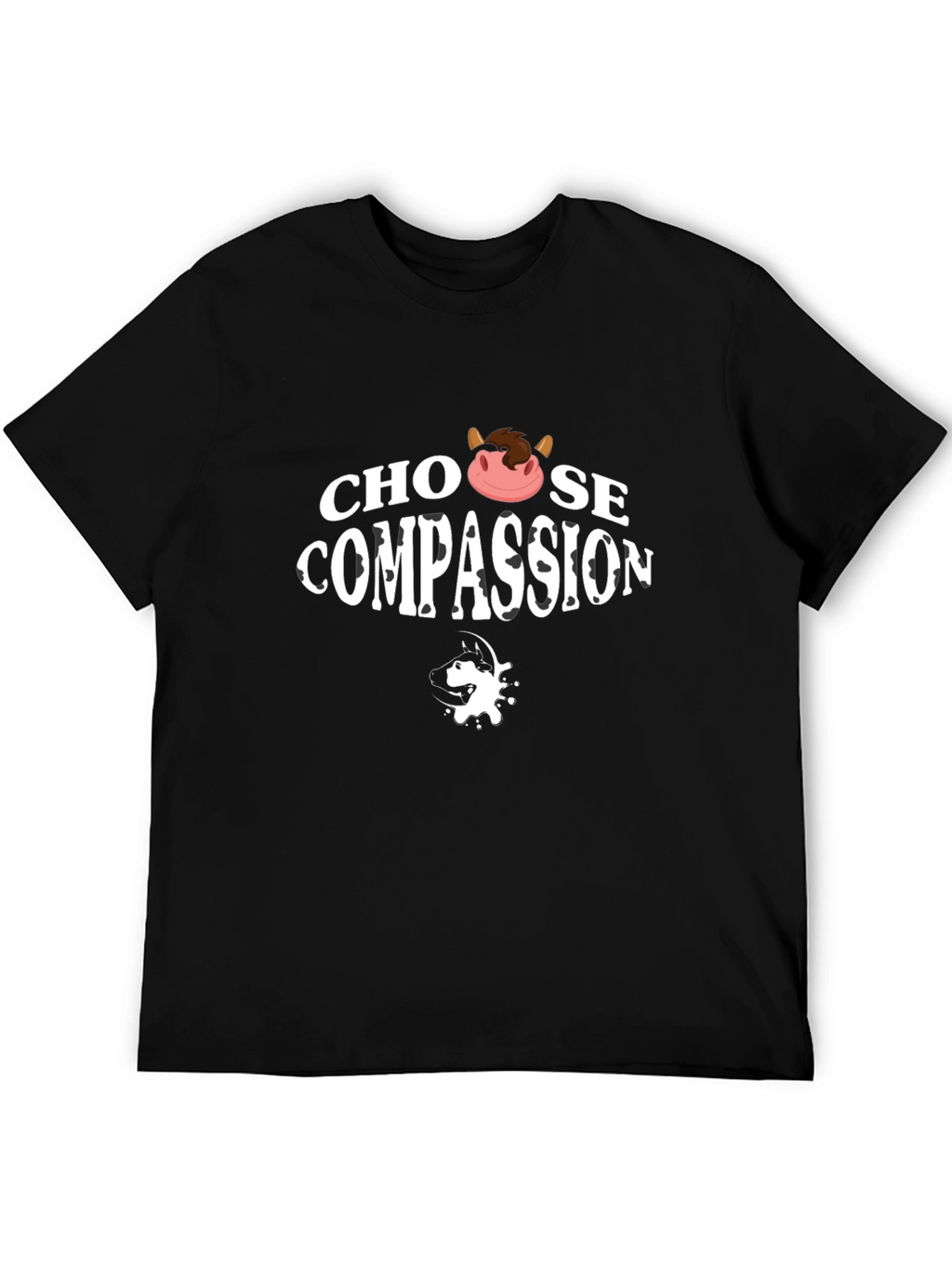 Choose Compassion T-Shirt - Vegan Cow Design