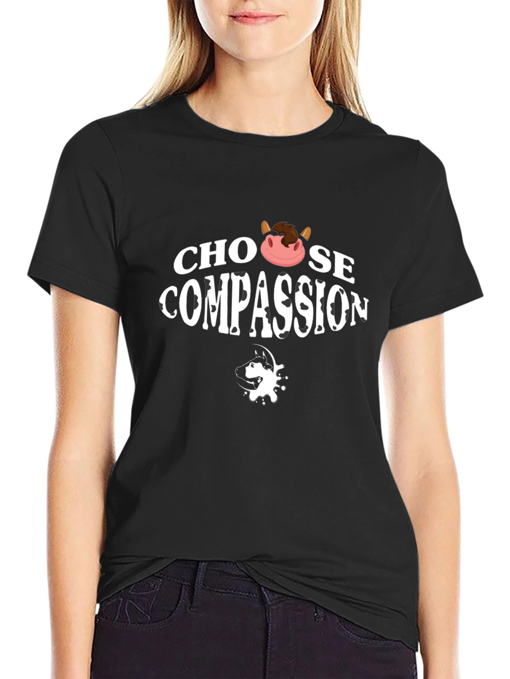 Choose Compassion T-Shirt - Vegan Cow Design