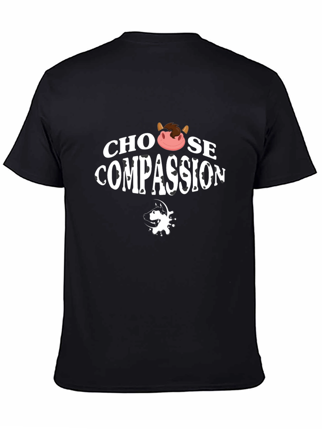 Choose Compassion T-Shirt - Vegan Cow Design