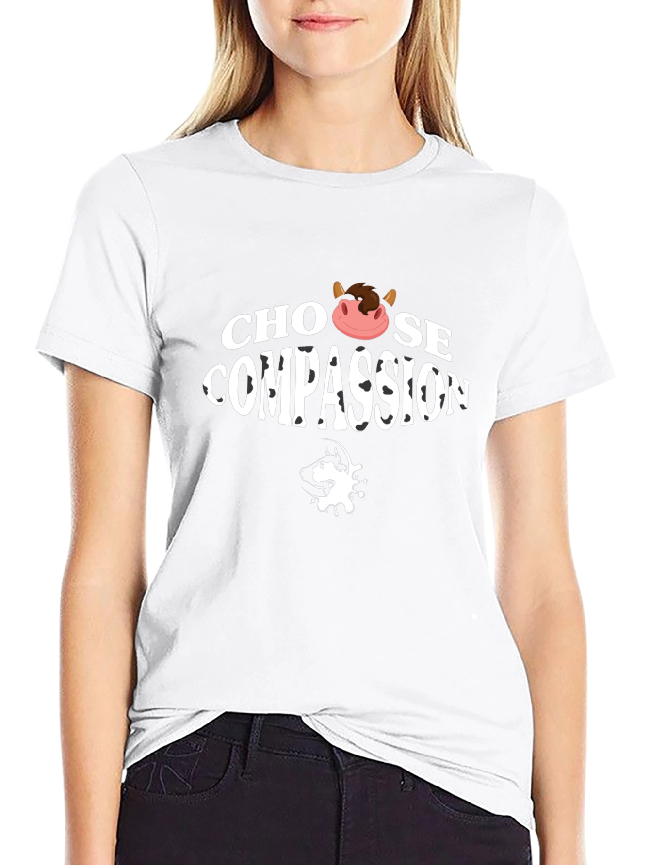 Choose Compassion T-Shirt - Vegan Cow Design