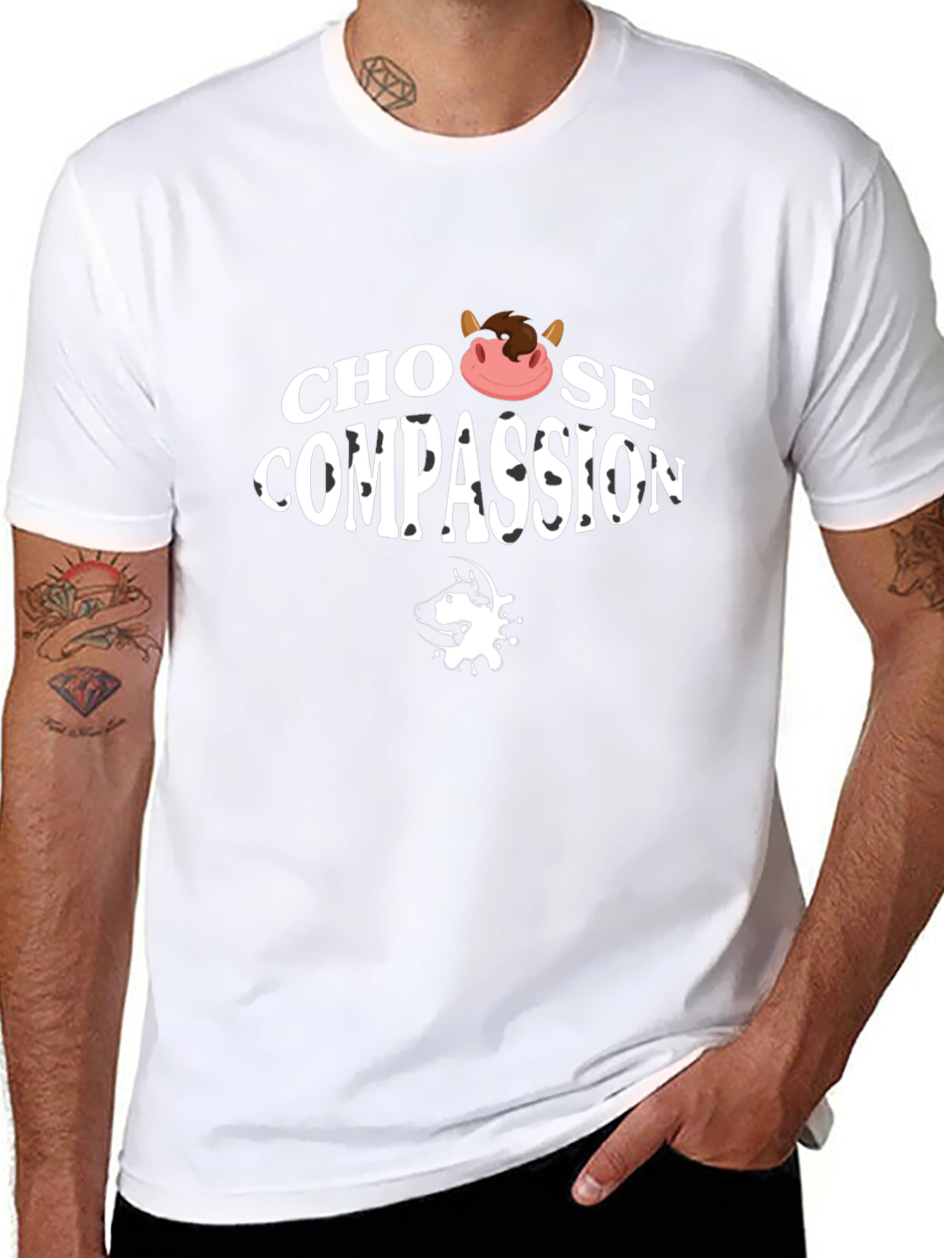 Choose Compassion T-Shirt - Vegan Cow Design
