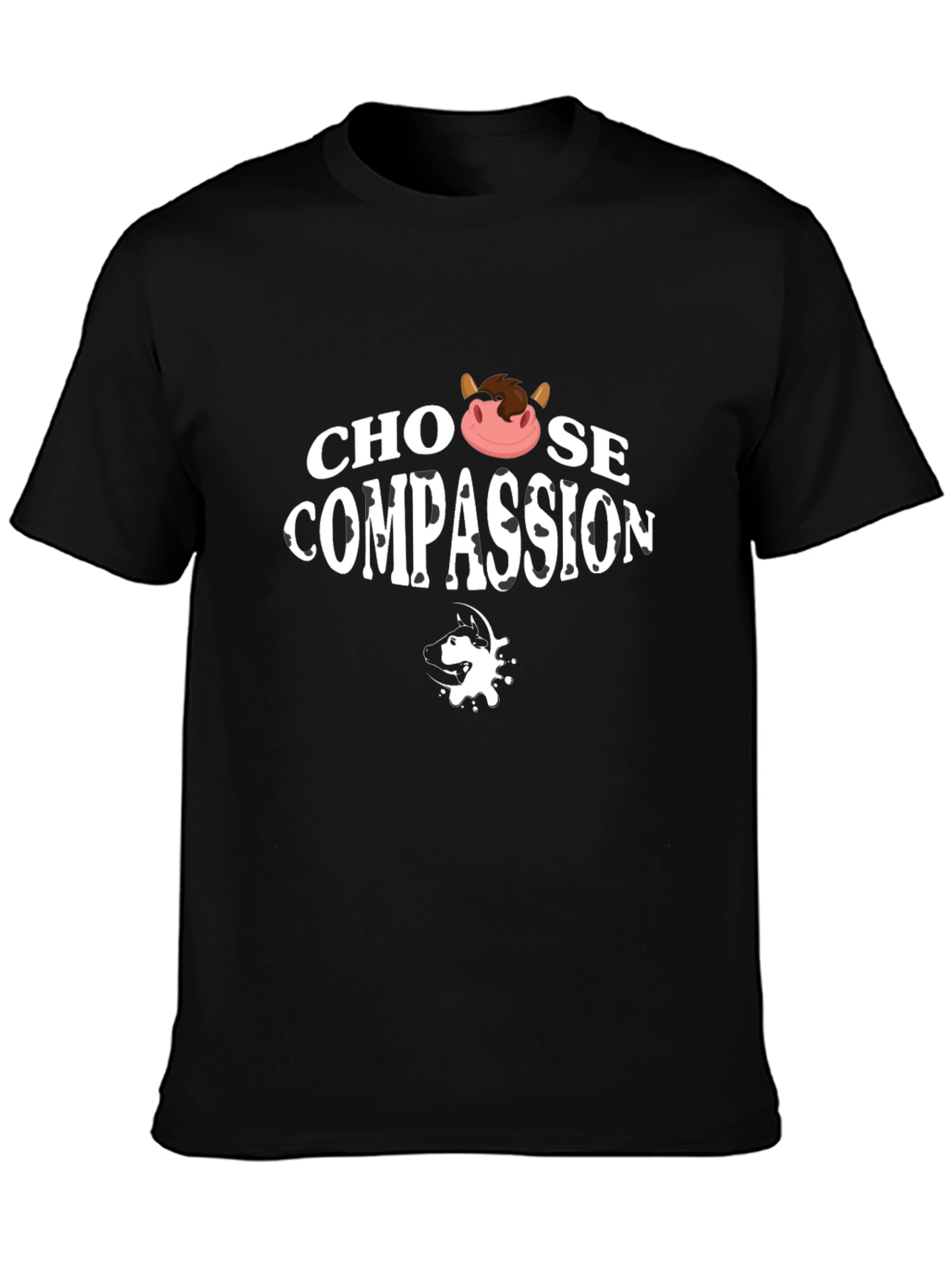 Choose Compassion T-Shirt - Vegan Cow Design