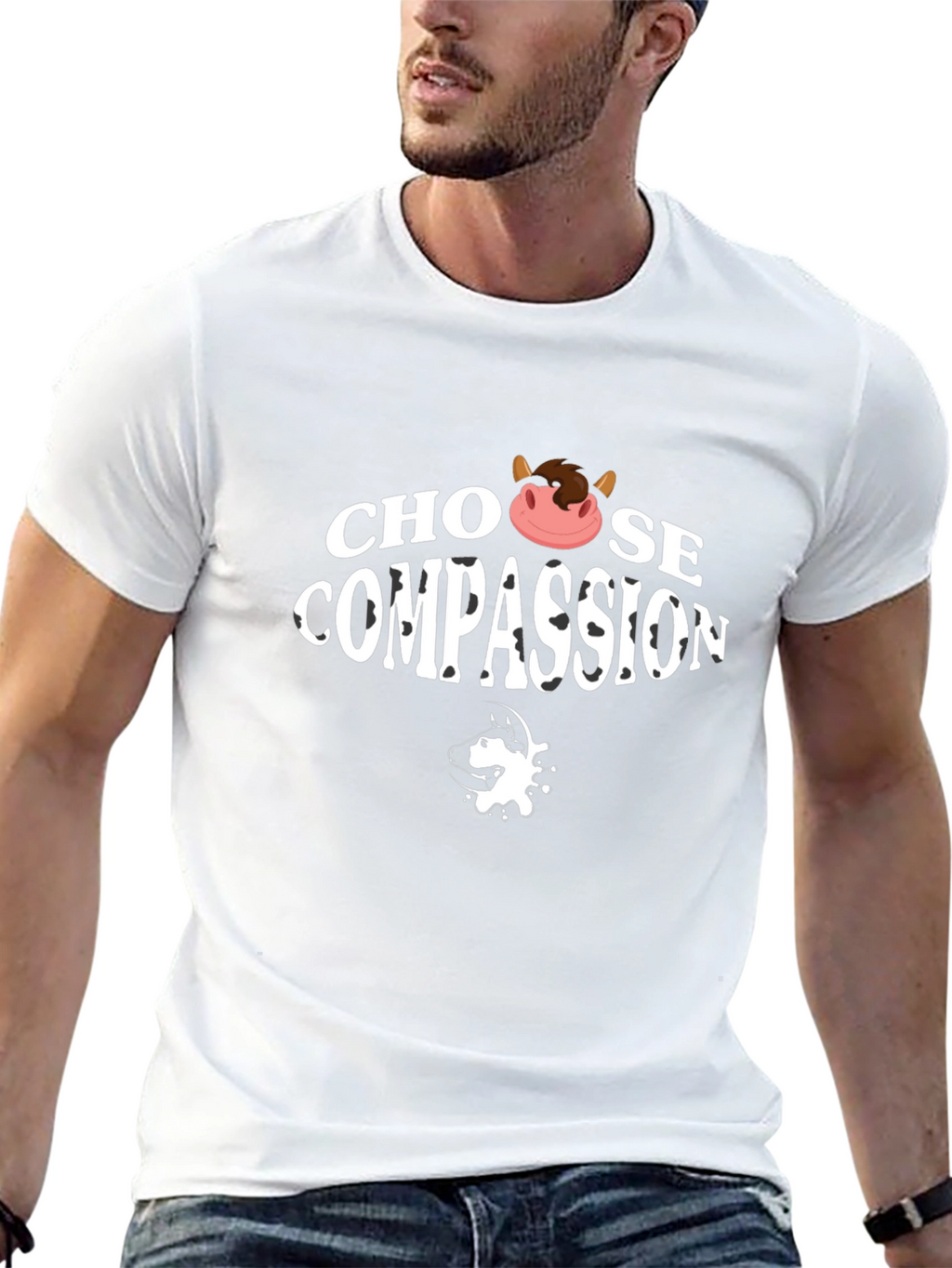 Choose Compassion T-Shirt - Vegan Cow Design