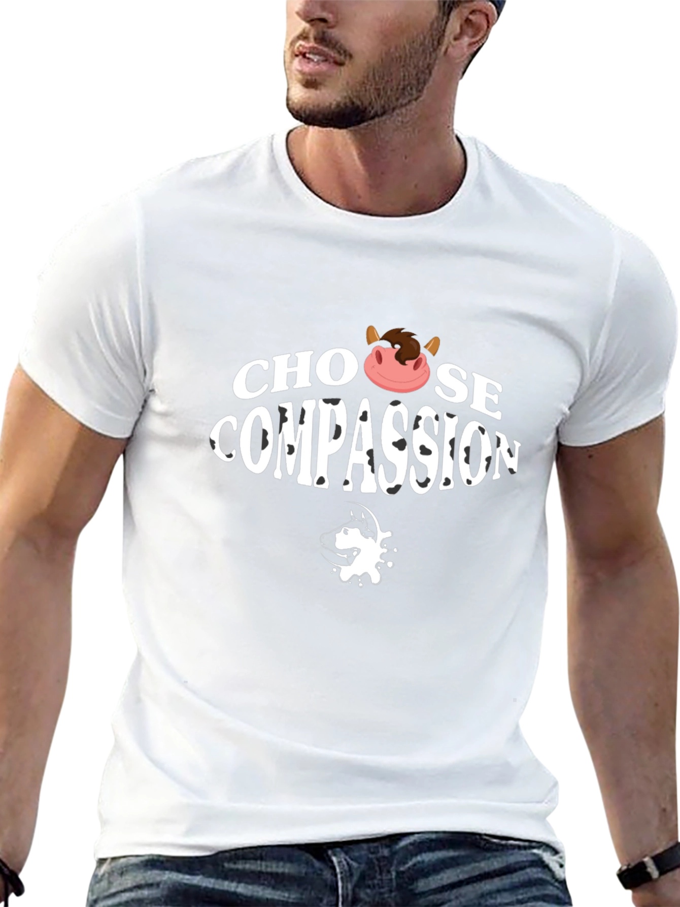 Choose Compassion T-Shirt - Vegan Cow Design