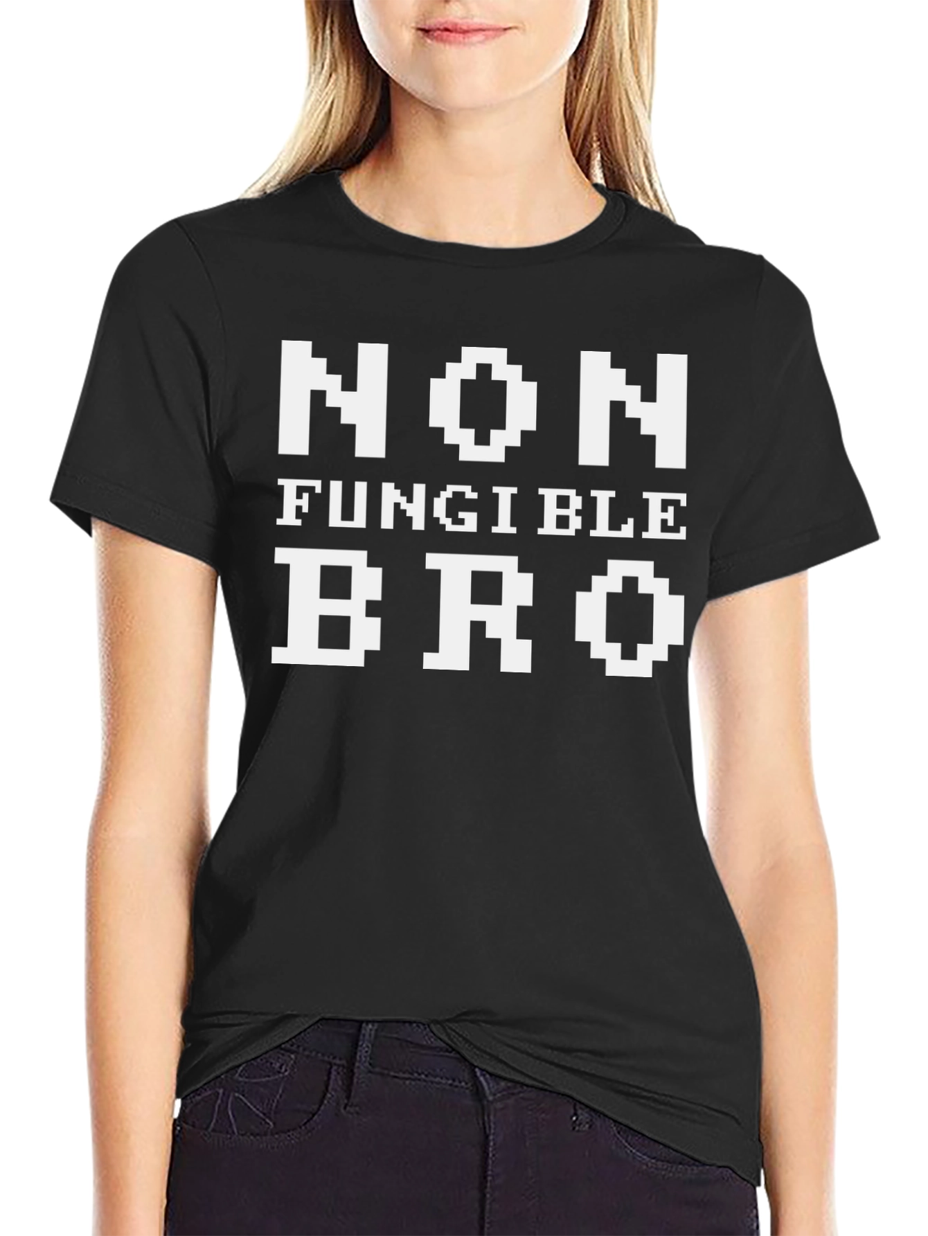 Non Fungible Bro T-Shirt - Black Pixelated NFT Crypto Tee