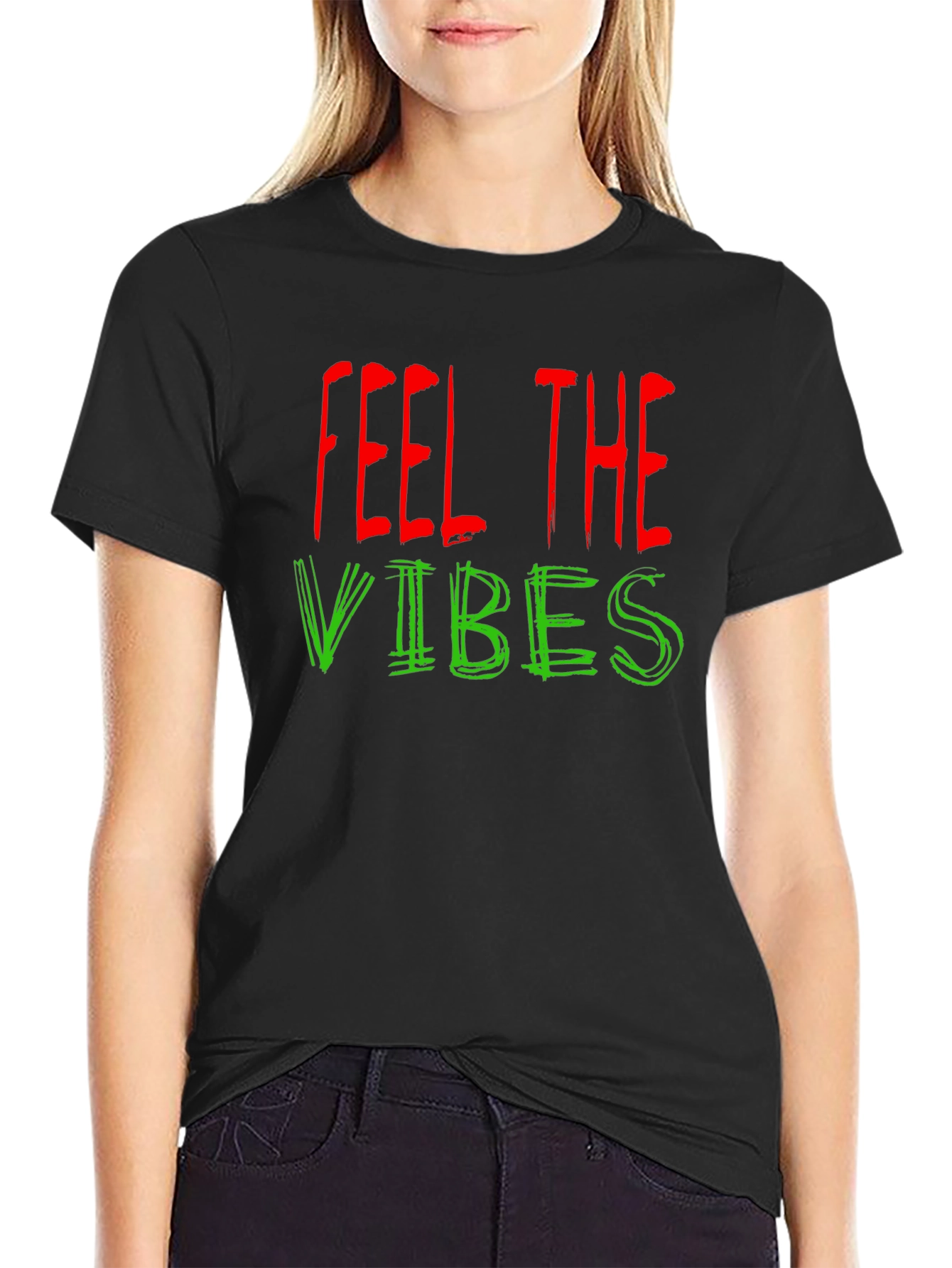 Feel the Vibes Graphic T-Shirt - Black