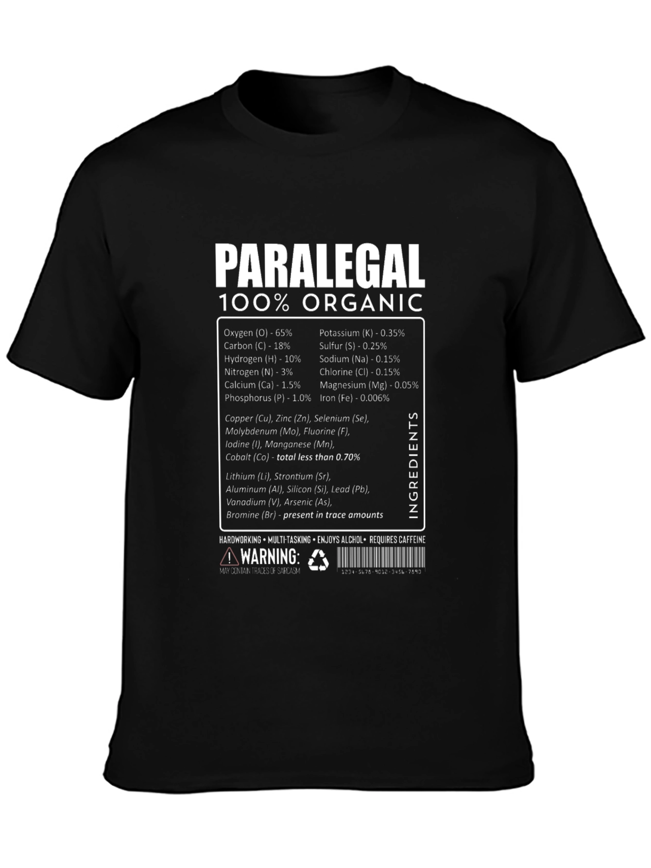 Paralegal 100% Organic T-Shirt - Funny Legal Assistant Tee