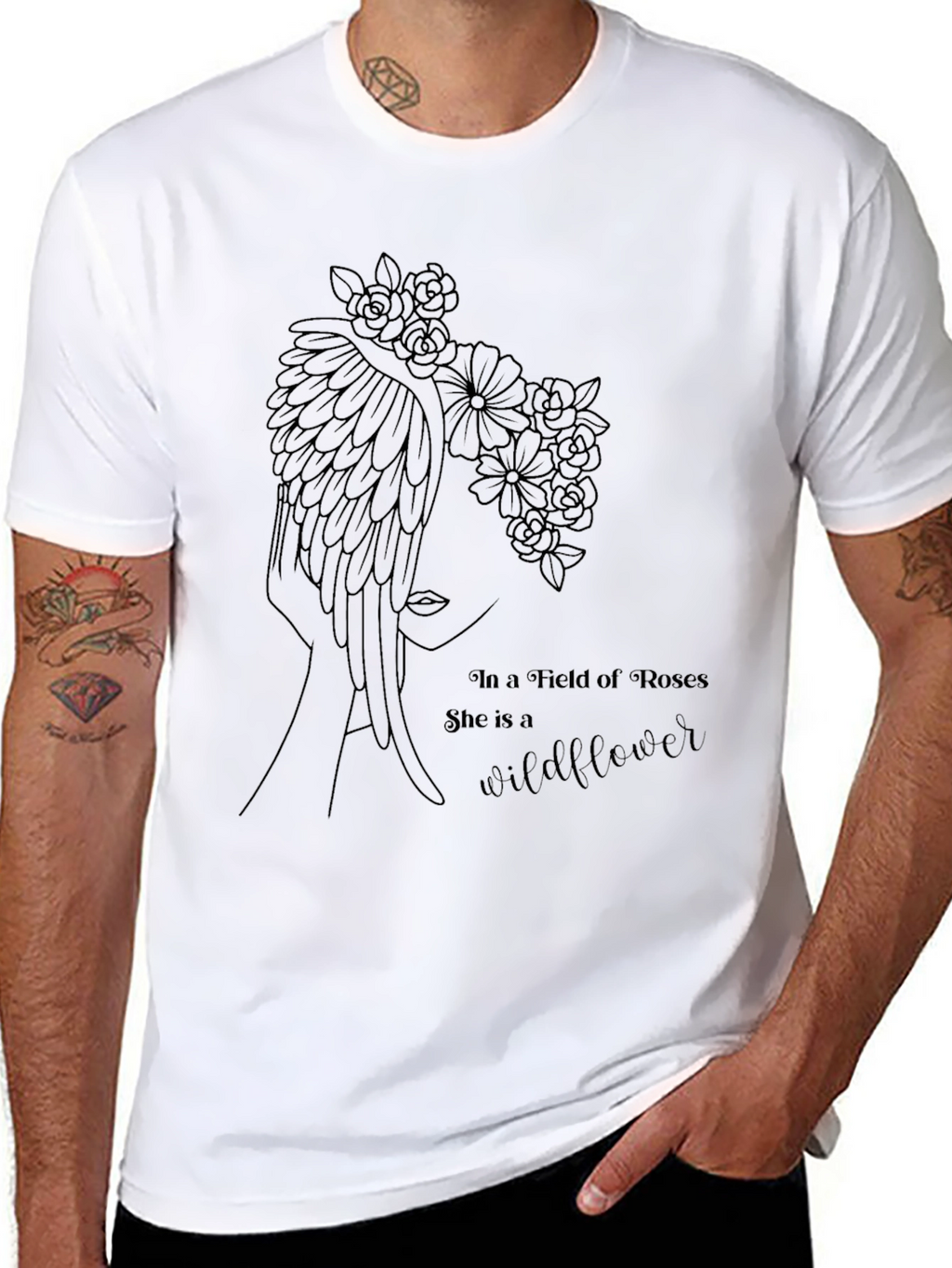 Wildflower in Roses Graphic T-Shirt - Black