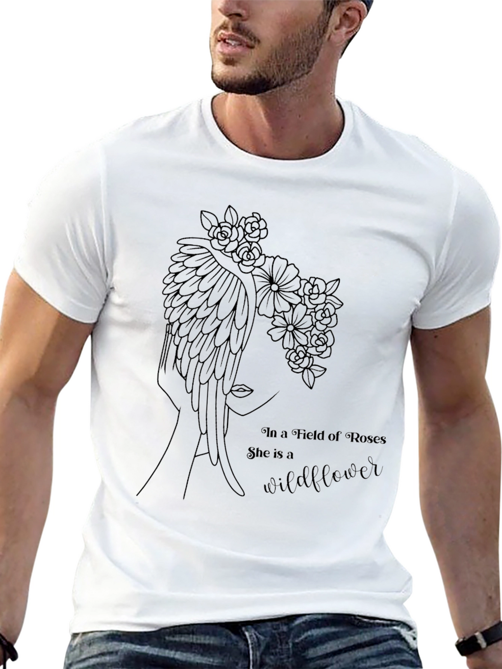 Wildflower in Roses Graphic T-Shirt - Black