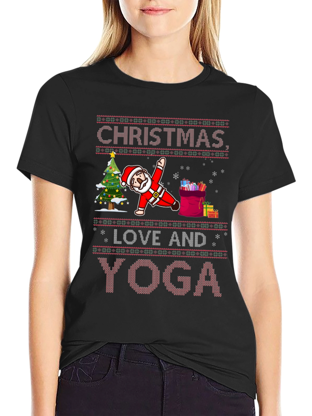Christmas Love and Yoga Graphic Tee