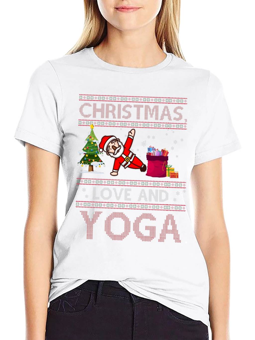 Christmas Love and Yoga Graphic Tee