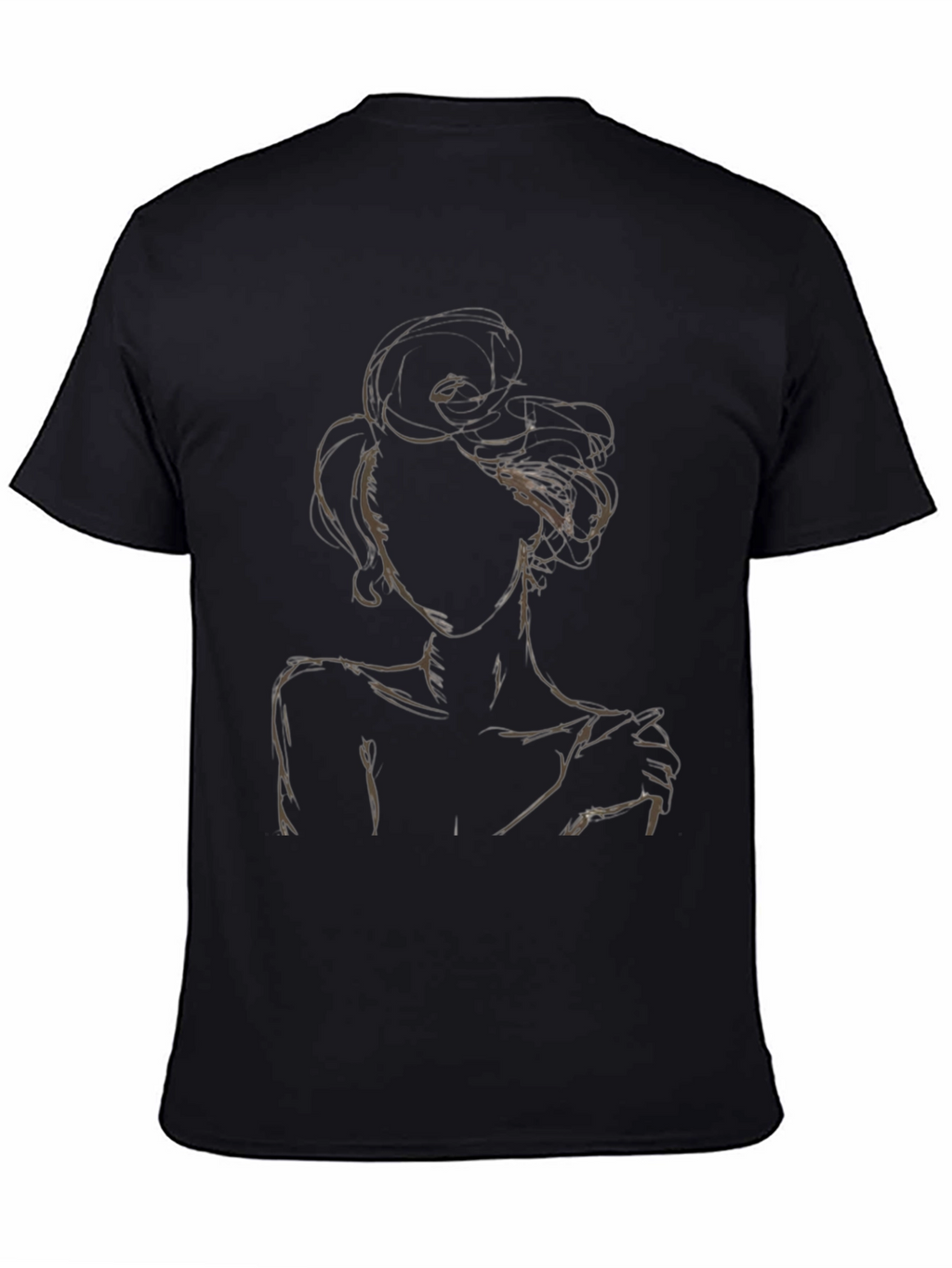 Abstract Woman Graphic Tee - Stylish Black T-Shirt