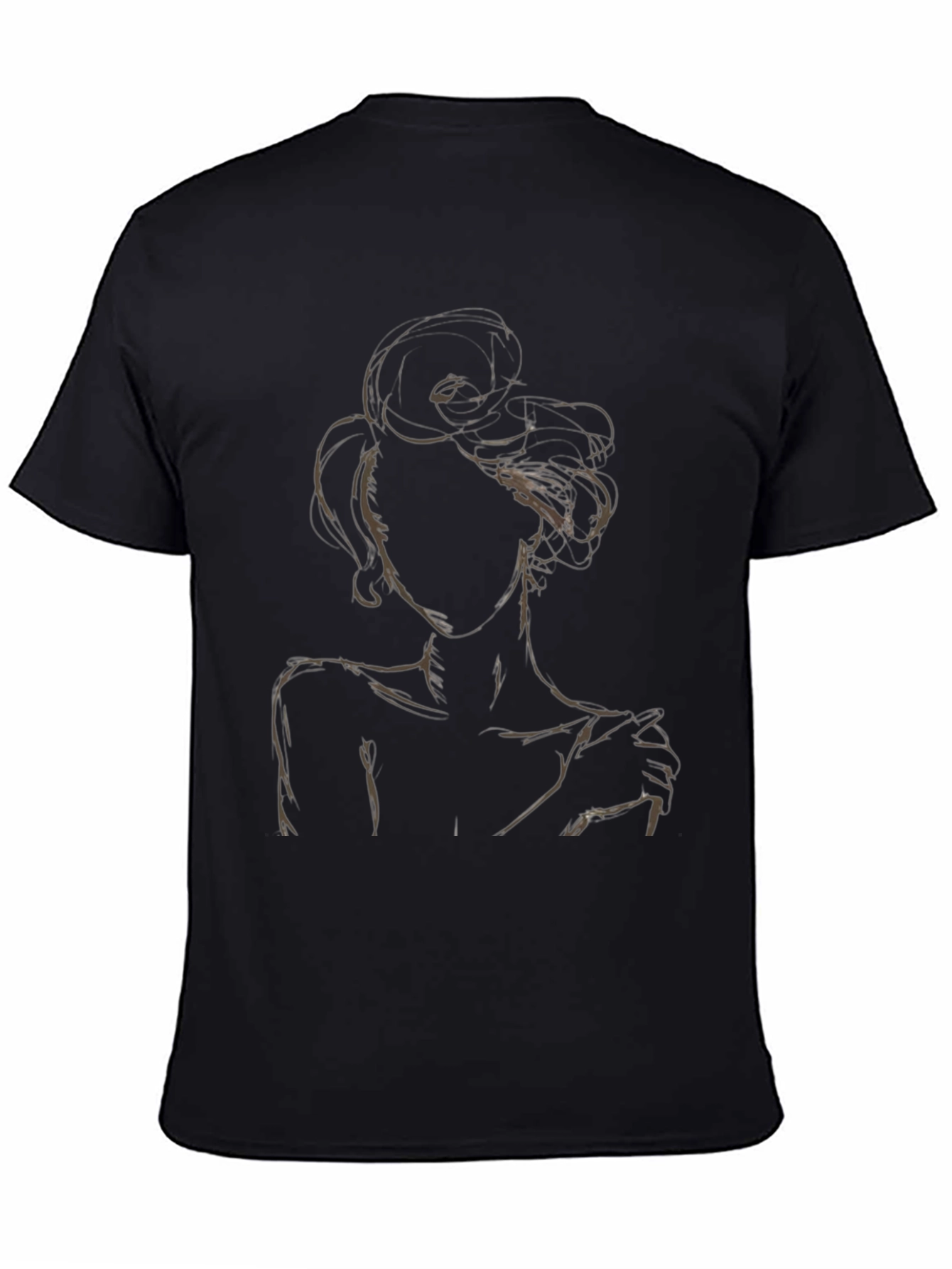 Abstract Woman Graphic Tee - Stylish Black T-Shirt