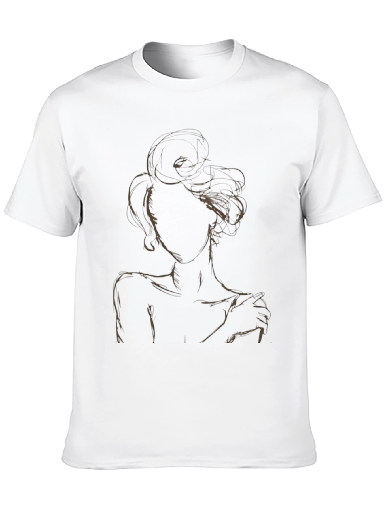 Abstract Woman Graphic Tee - Stylish Black T-Shirt