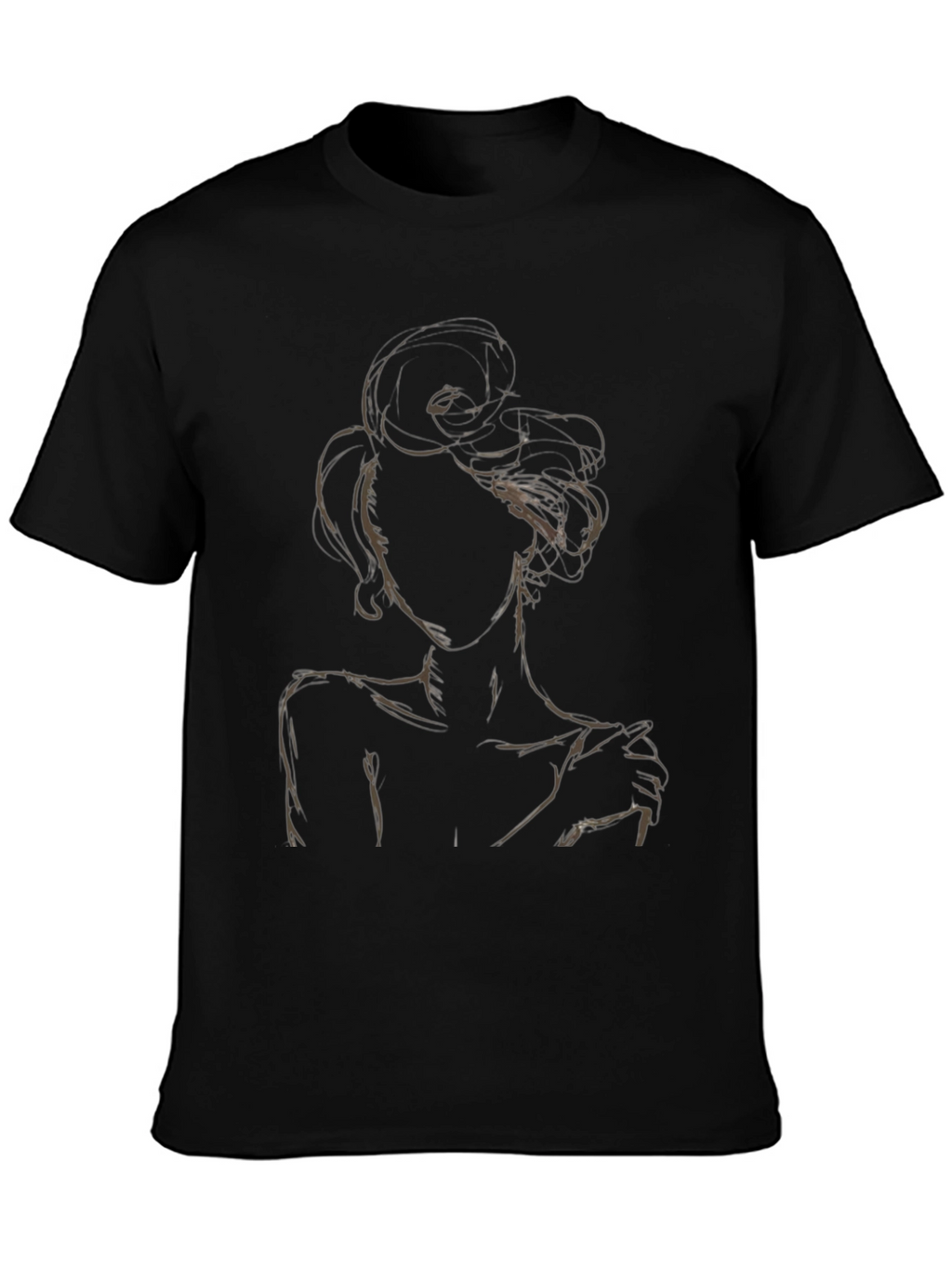 Abstract Woman Graphic Tee - Stylish Black T-Shirt