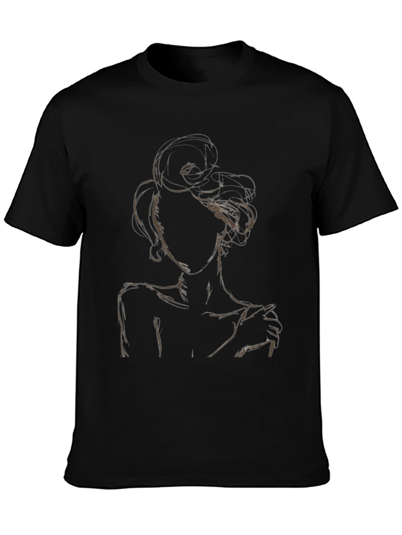 Abstract Woman Graphic Tee - Stylish Black T-Shirt