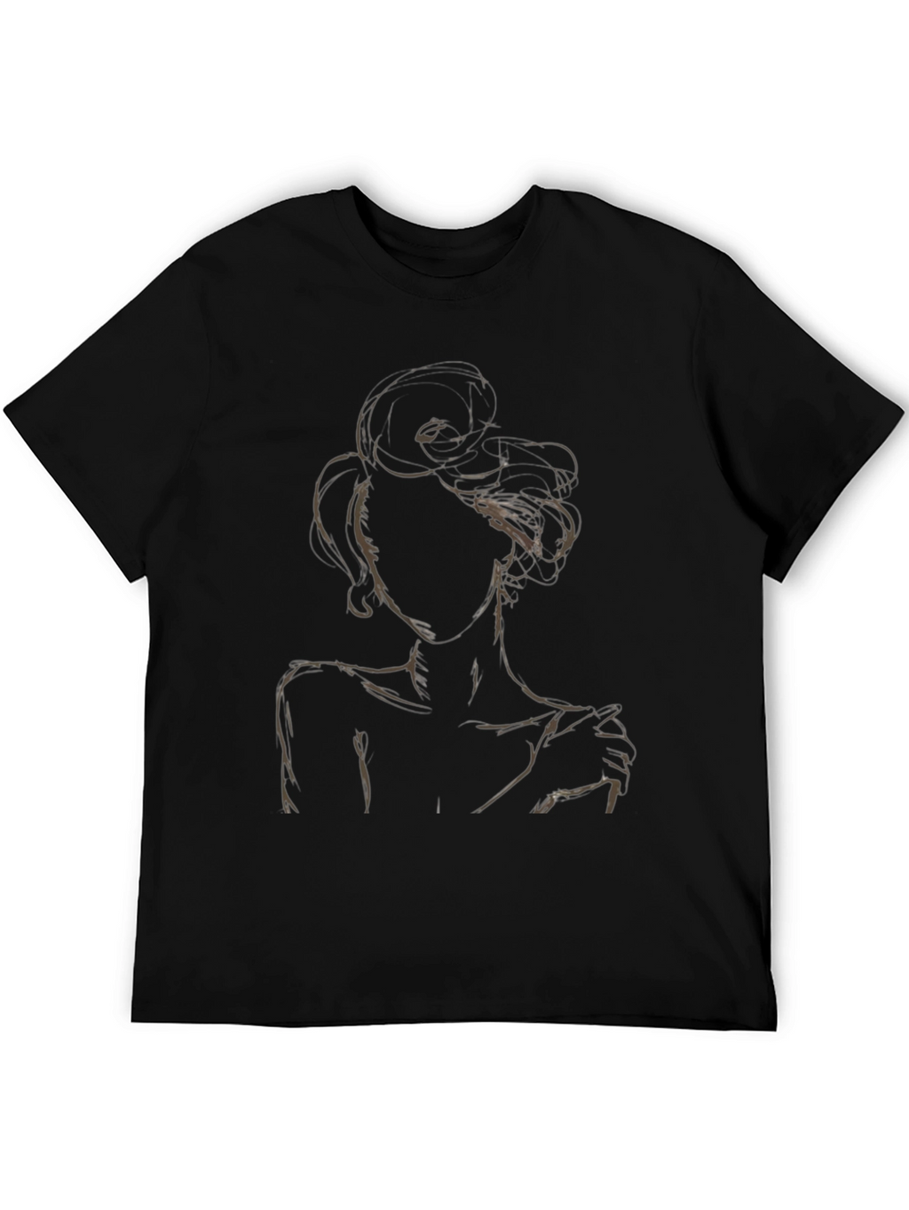 Abstract Woman Graphic Tee - Stylish Black T-Shirt