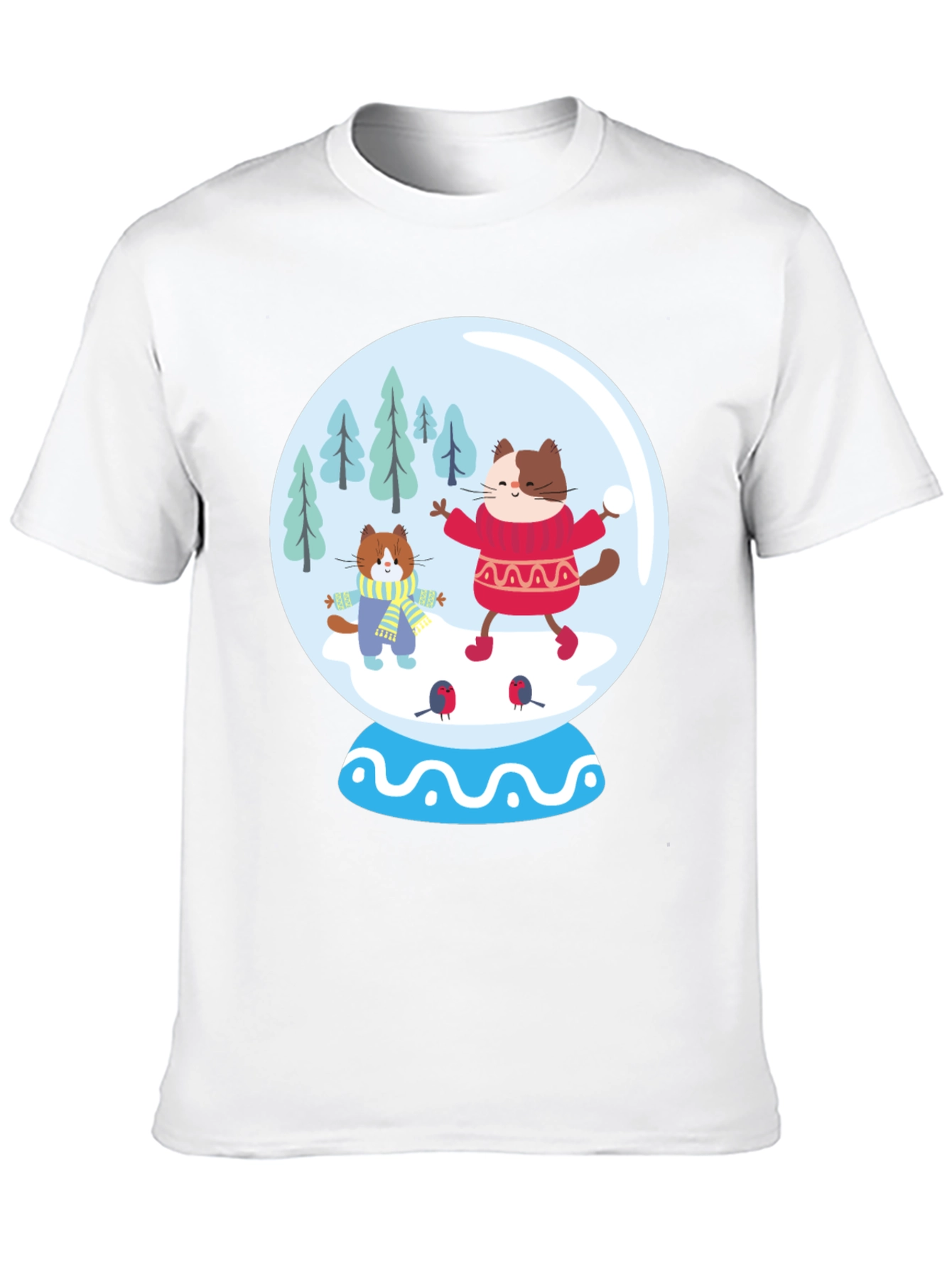 Festive Cat Snow Globe T-Shirt