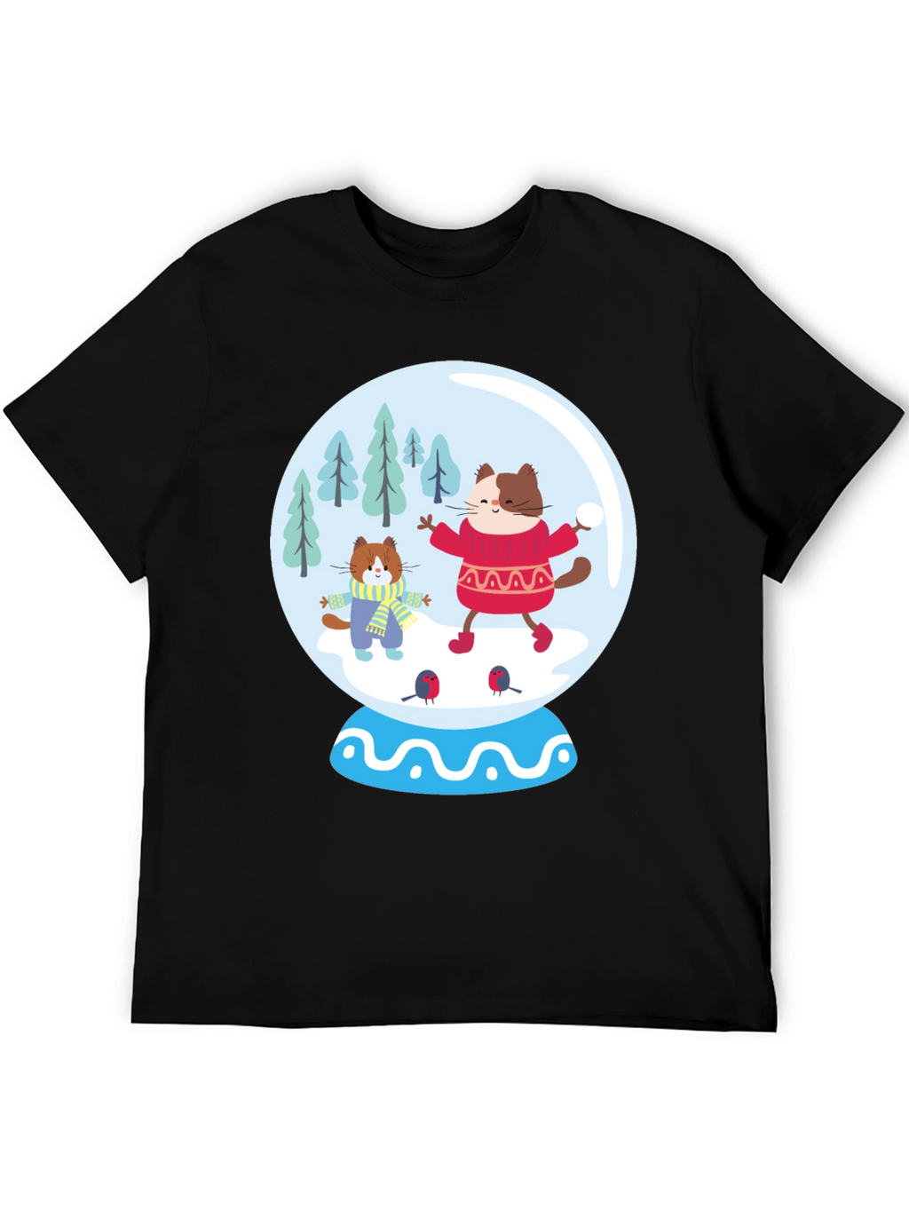 Festive Cat Snow Globe T-Shirt