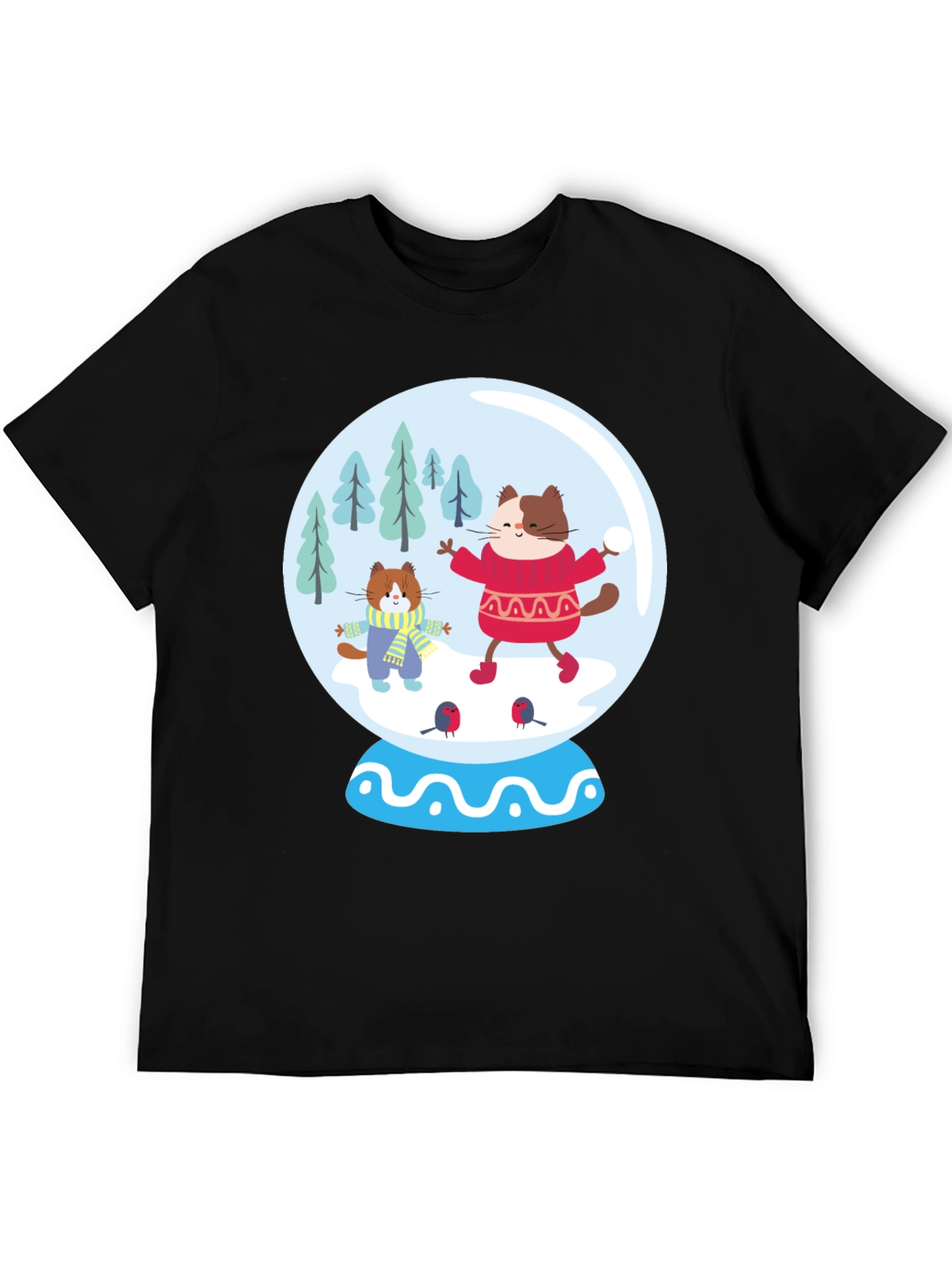 Festive Cat Snow Globe T-Shirt
