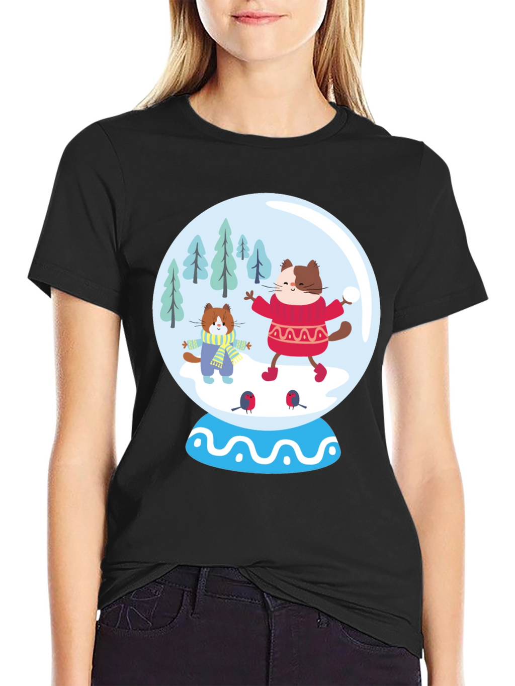 Festive Cat Snow Globe T-Shirt