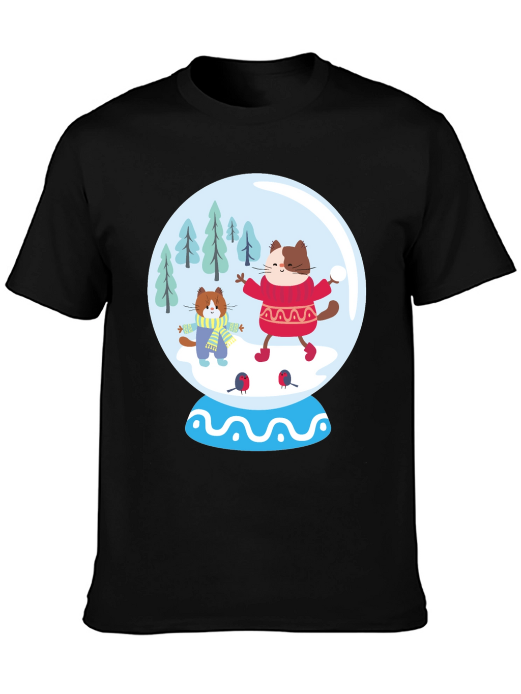 Festive Cat Snow Globe T-Shirt