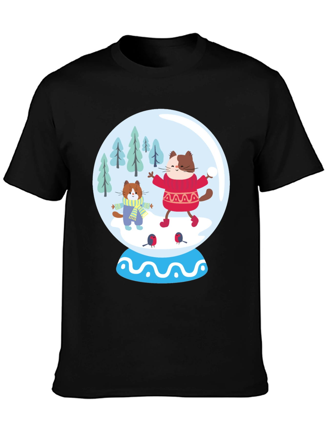 Festive Cat Snow Globe T-Shirt