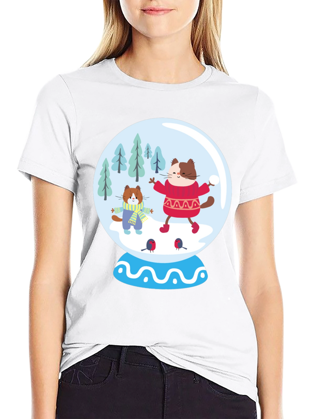 Festive Cat Snow Globe T-Shirt