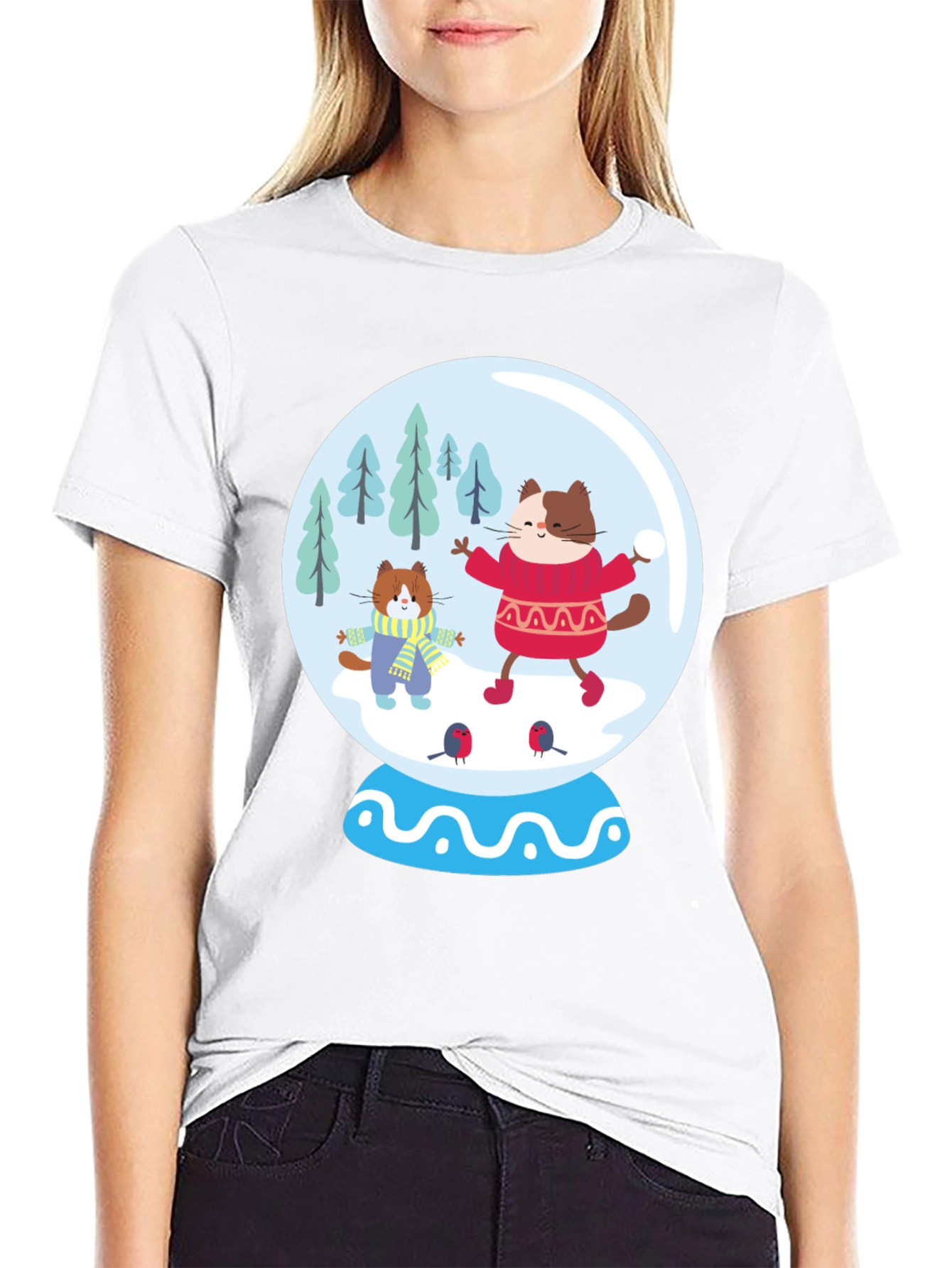 Festive Cat Snow Globe T-Shirt