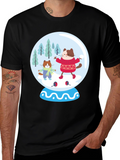 Festive Cat Snow Globe T-Shirt