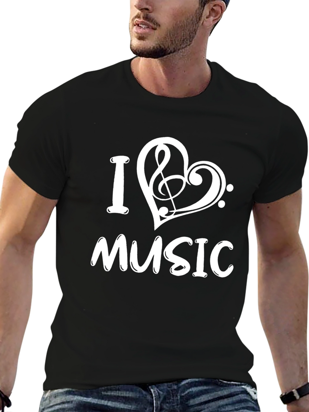 I Love Music Black T-Shirt